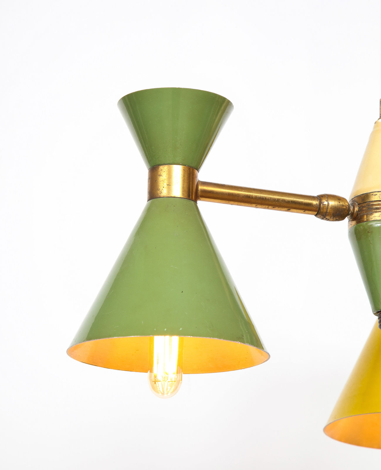 Vintage Chandelier in Brass and Enamel