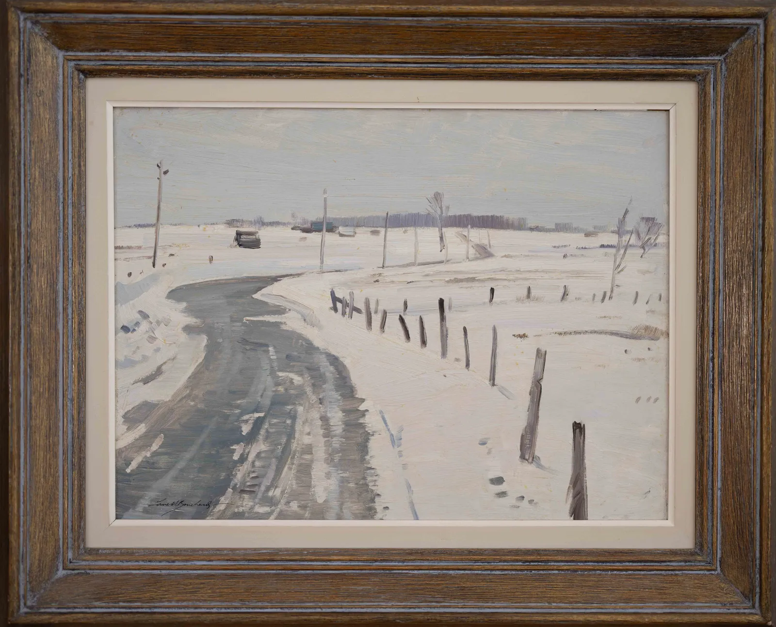 Framed Lorne Bouchard Icy road Eastern townships