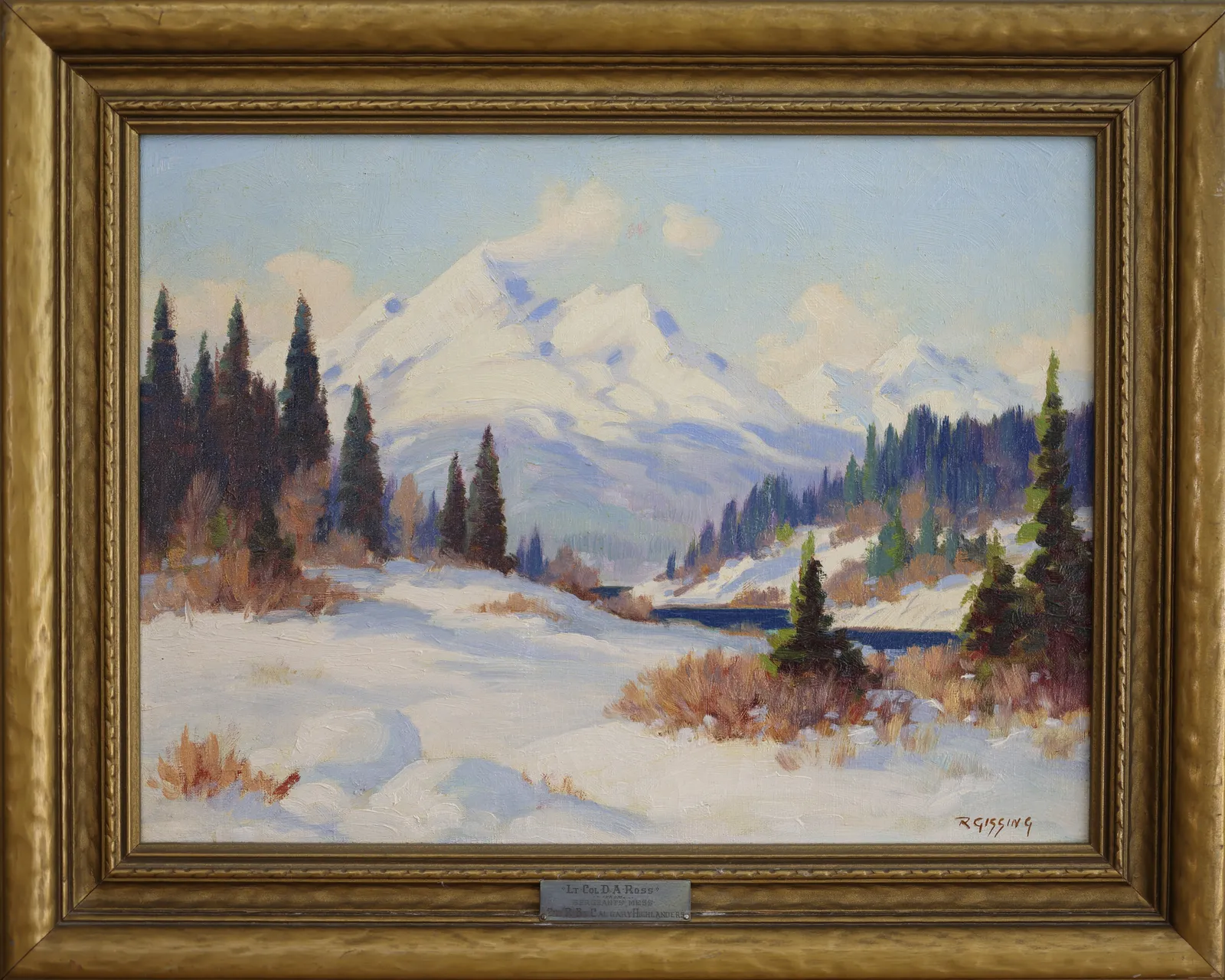 A snowy area with pine trees. Ghost Valley, Alberta painting by Roland Gissing