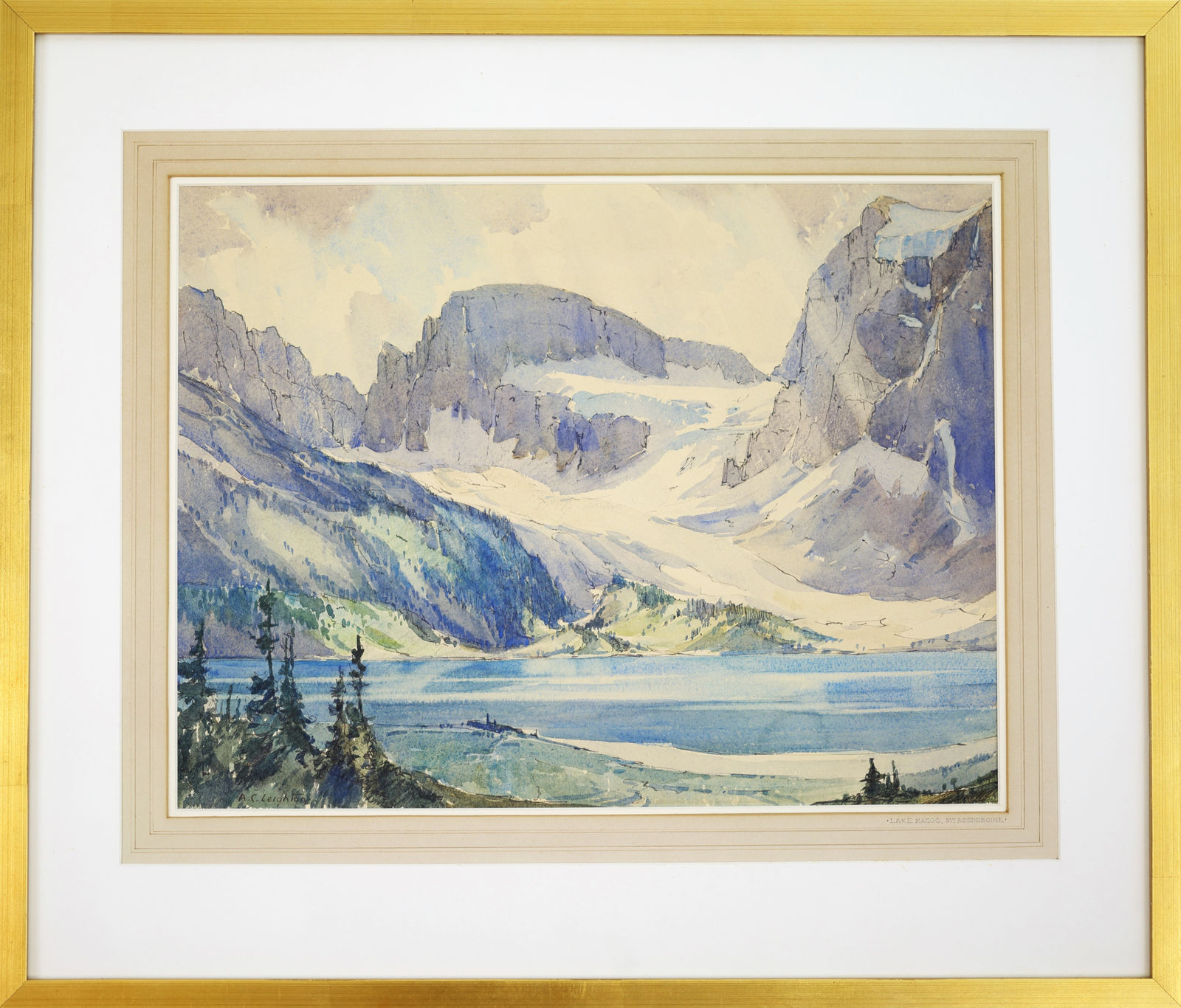 A.C. Leighton, Lake Magog, Mt. Assiniboine, c 1930