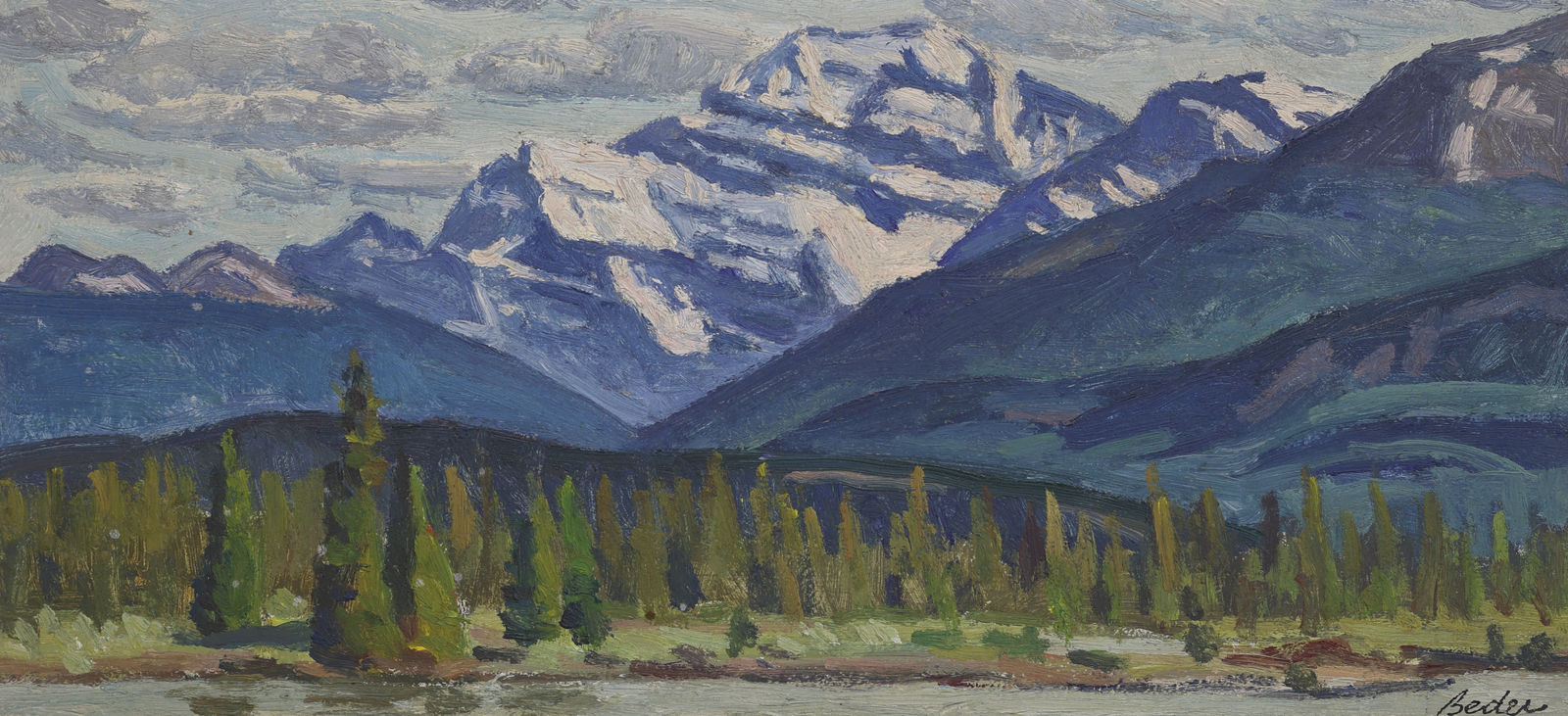 Jack Beder, Landscape with Mt. Edith Cavell, 1970