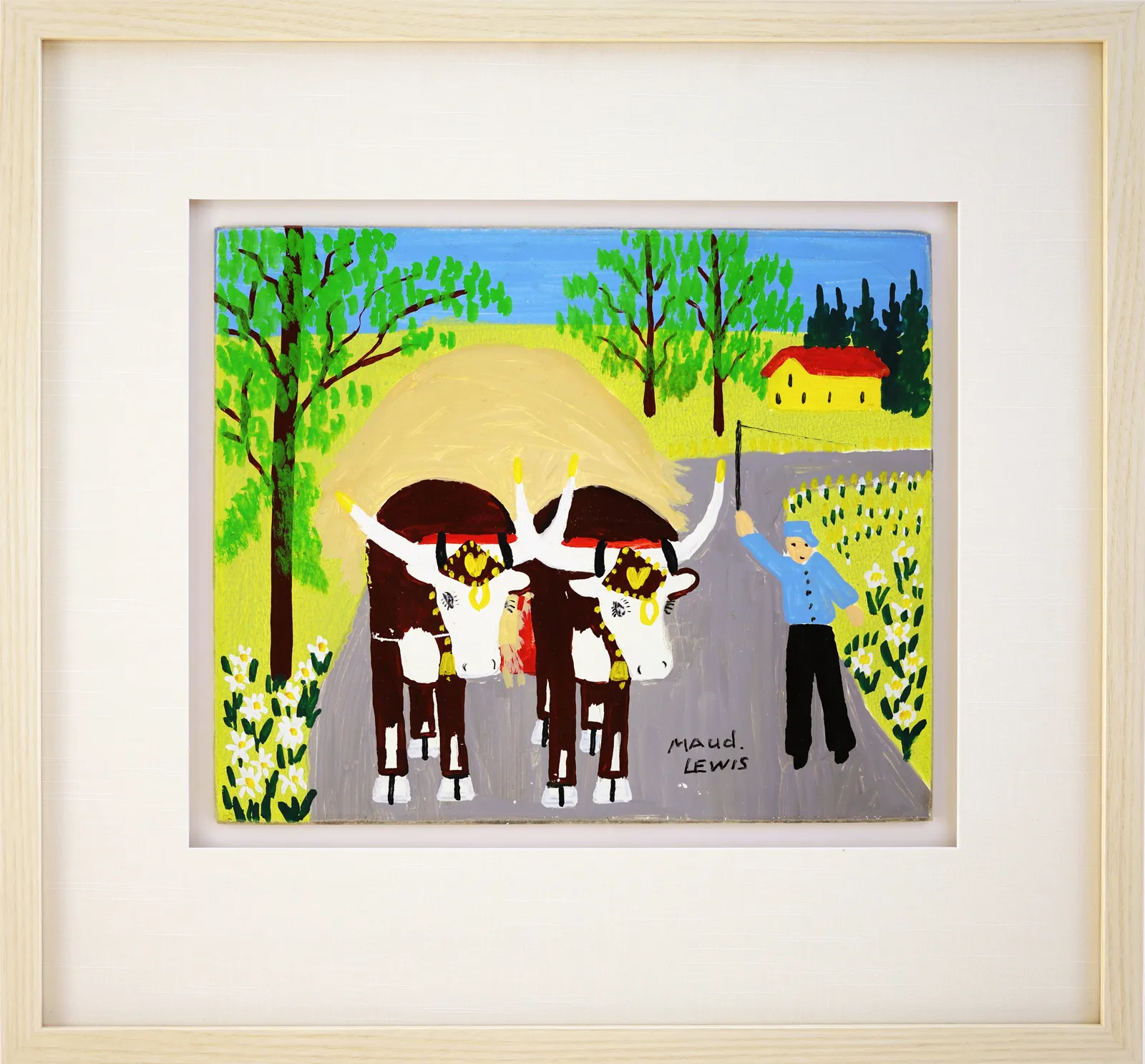 Maud Lewis, Two Oxen, c 1967