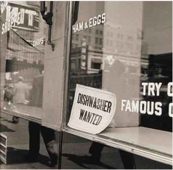 Dorothea Lange, Dishwasher Wanted "Ham & Eggs", Northern California,, 1942