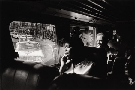 Bruce Davidson, Untitled [woman looks out the window, mouth agape], Montgomery, AL, A Time of Change, 1961