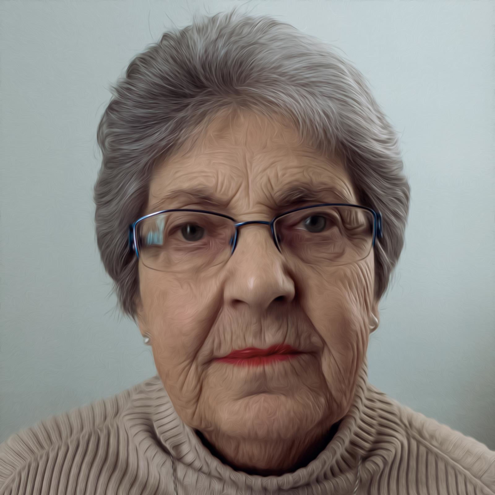 R. A. Milne, jean jean grandma machine (light grey background), 2025