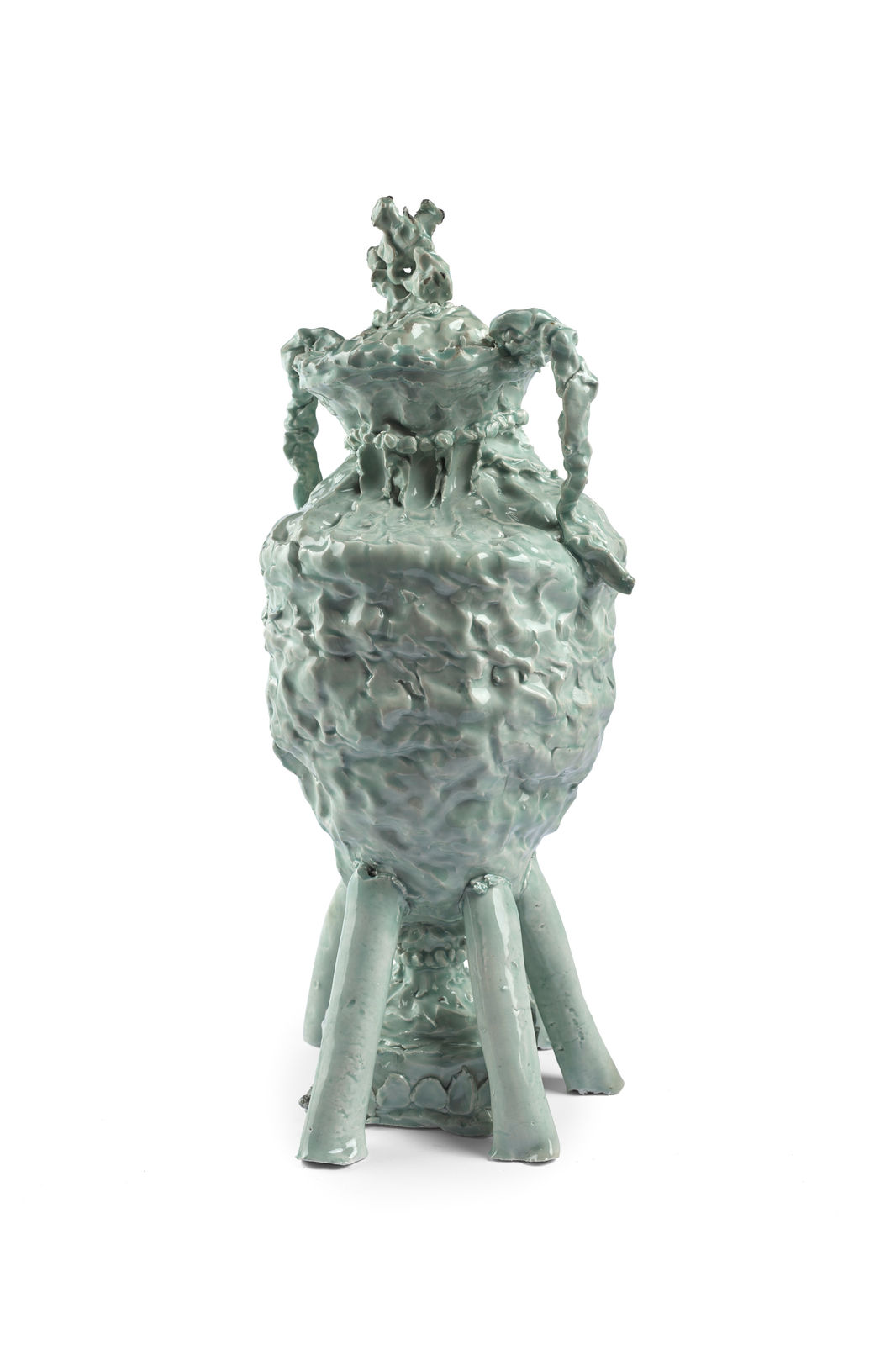 Jessica Harrison RSA, Jasperware vase and cover with Pegasus finial and with reliefs of Apollo and the Muses, made at the factory of Josiah Wedgwood, Etruria, Staffordshire, ca. 1790, 2015