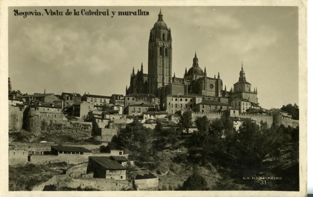 William Wilson RSA, 4 Postcards: ‘Avila – Vista parcial...’; ‘San Gimignano – da S. Chiara’; ‘Puente de Alcantara’; ‘Segovia – Vista de la Catedral’