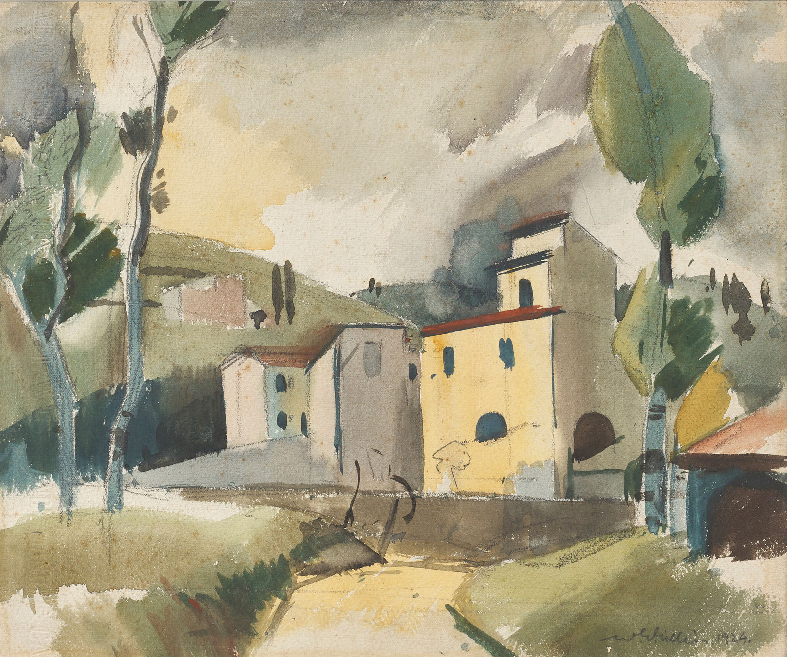William Gillies RSA, Italian Village, 1924
