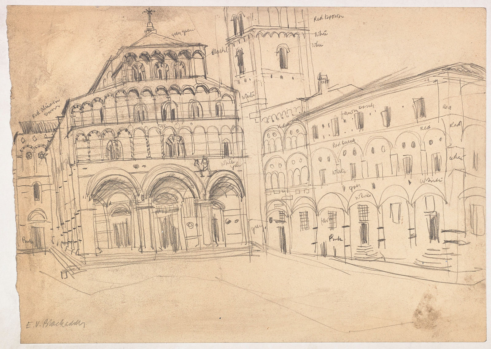 Elizabeth Blackadder RSA, Duomo di San Martino, Lucca, circa 1955