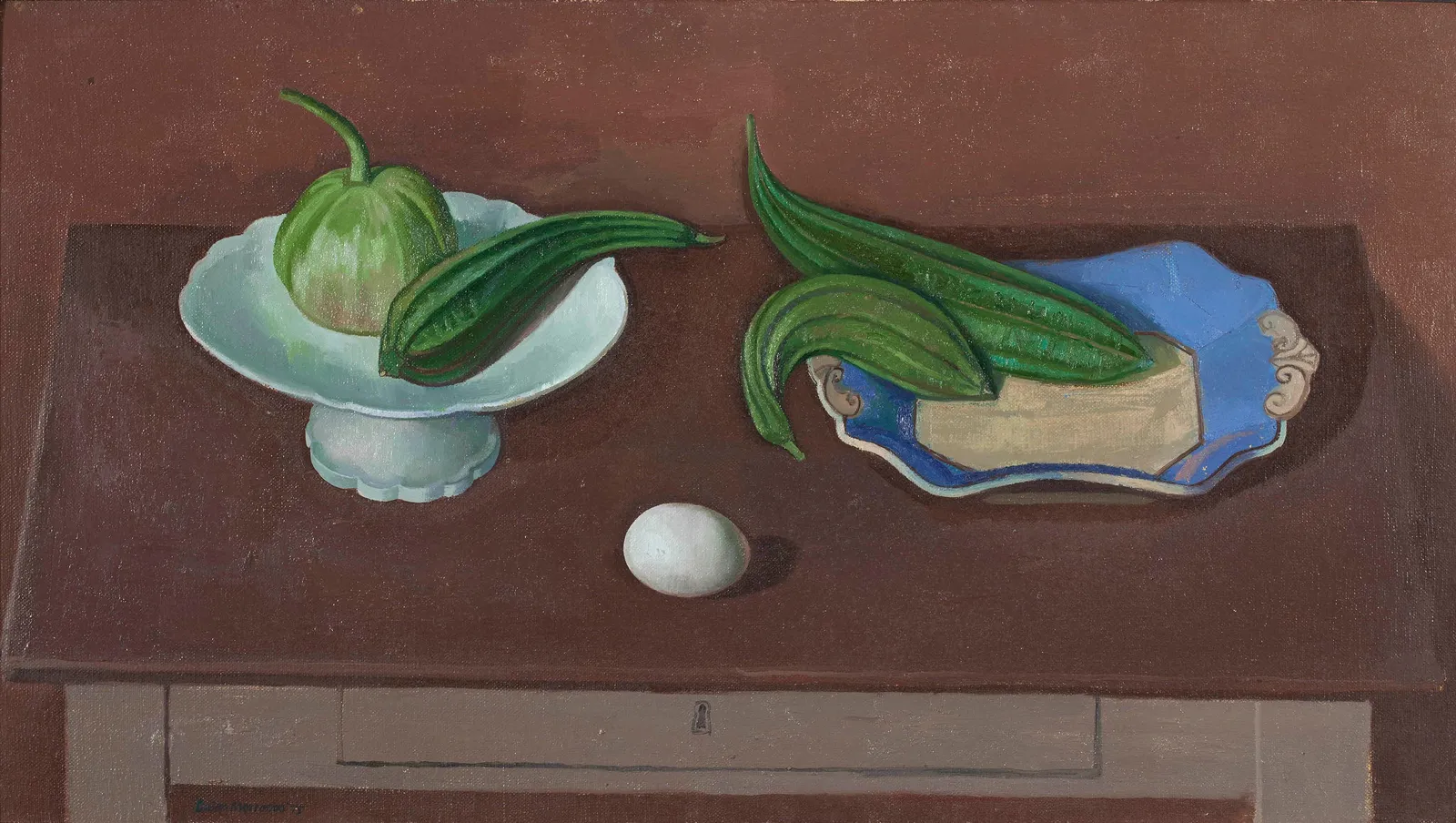 Leon Morrocco RSA, Untitled (Still Life with Courgettes and Egg), 1975