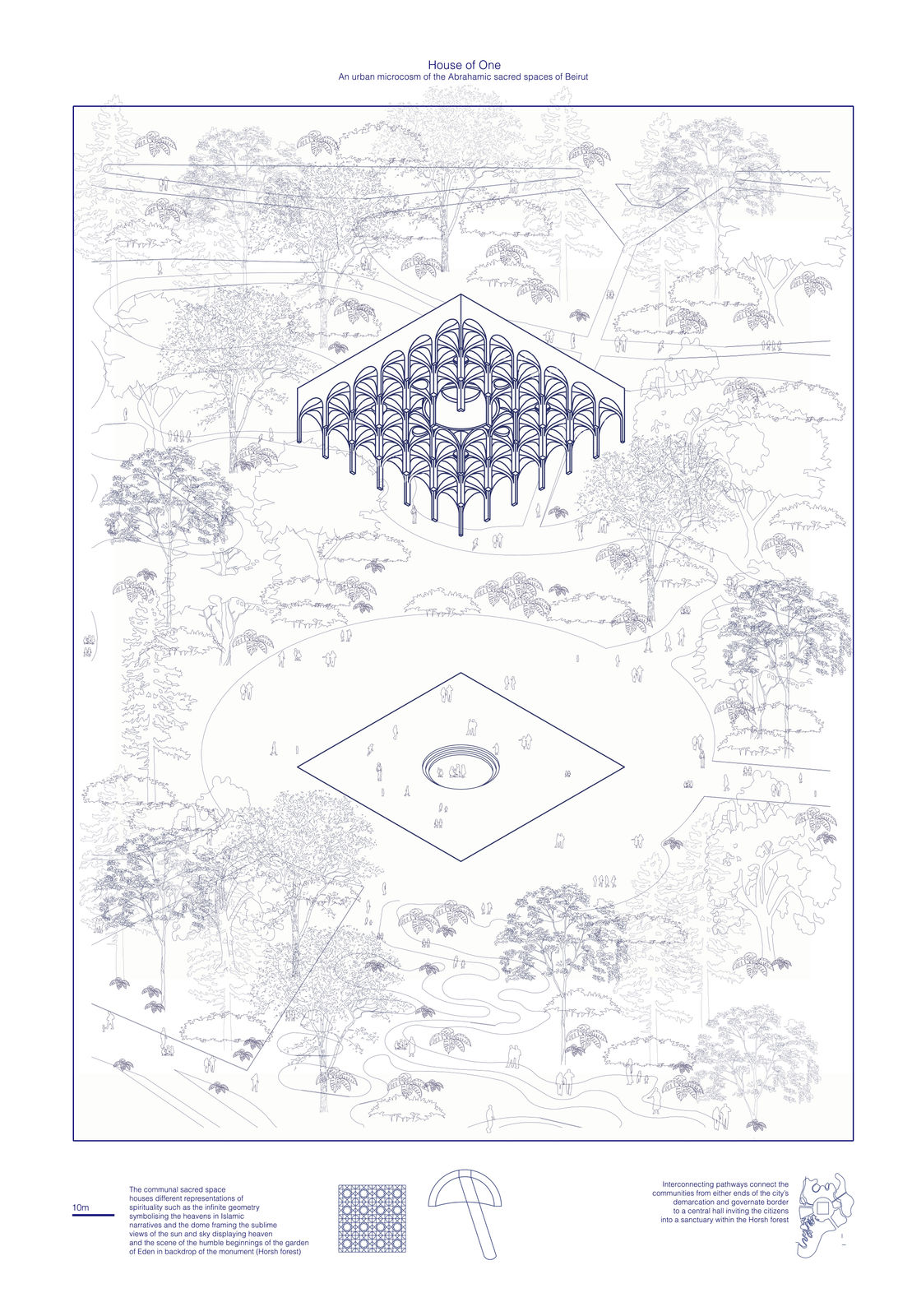 Fatema Hassan, House of One axonometric, 2022