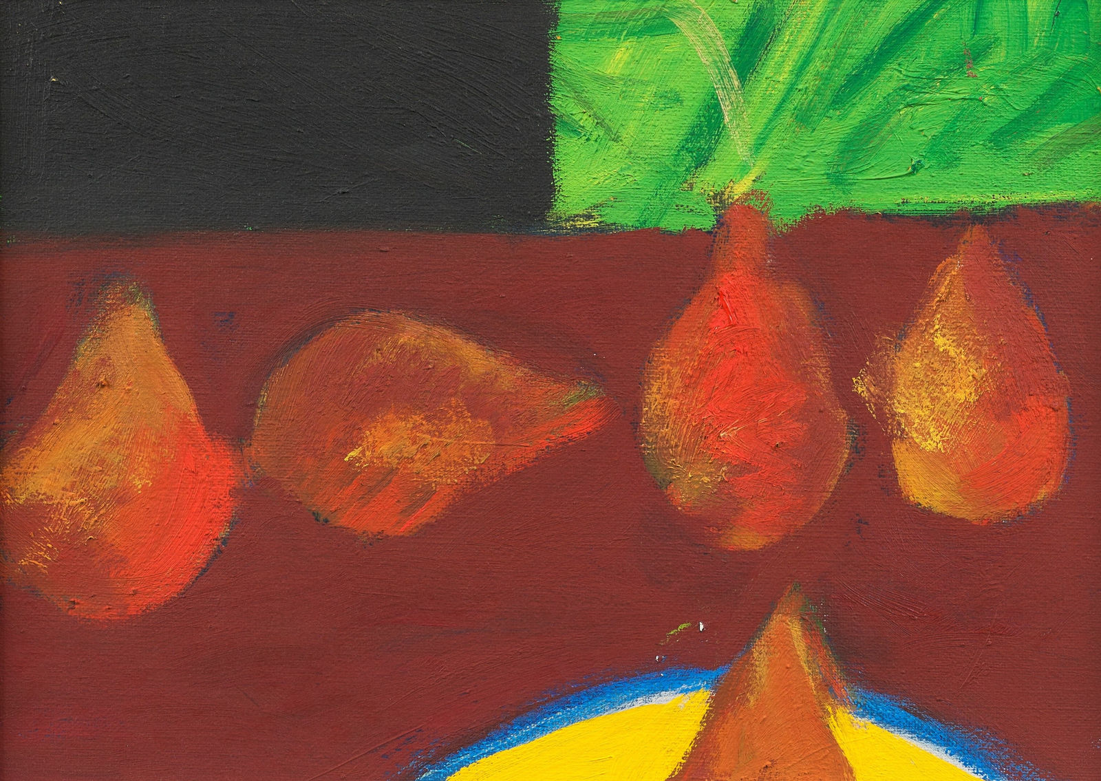 John Houston RSA, Pears on a Yellow Plate