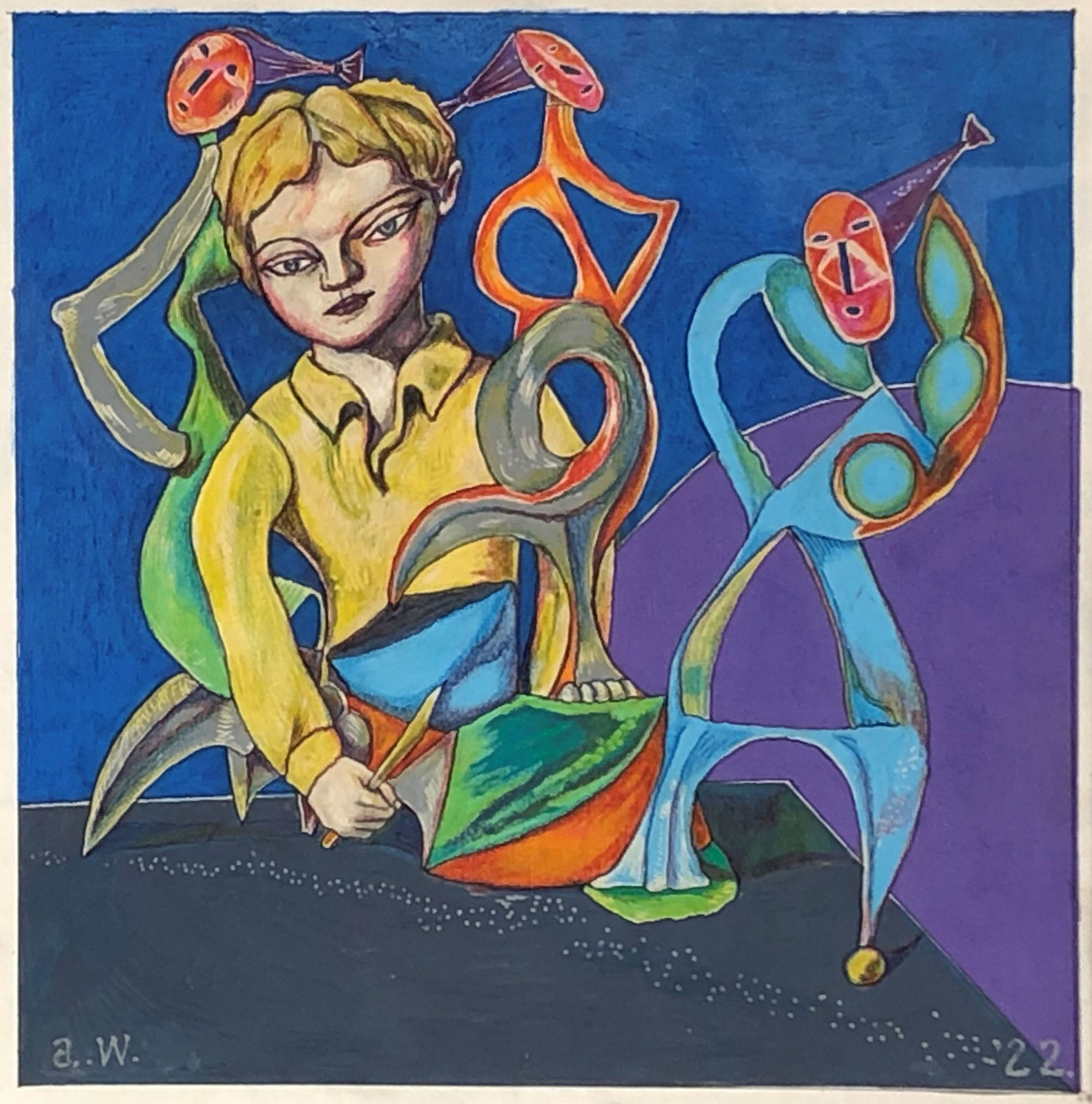 Adrian Wiszniewski RSA, Nude Descending a Staircase (after Duchamp)