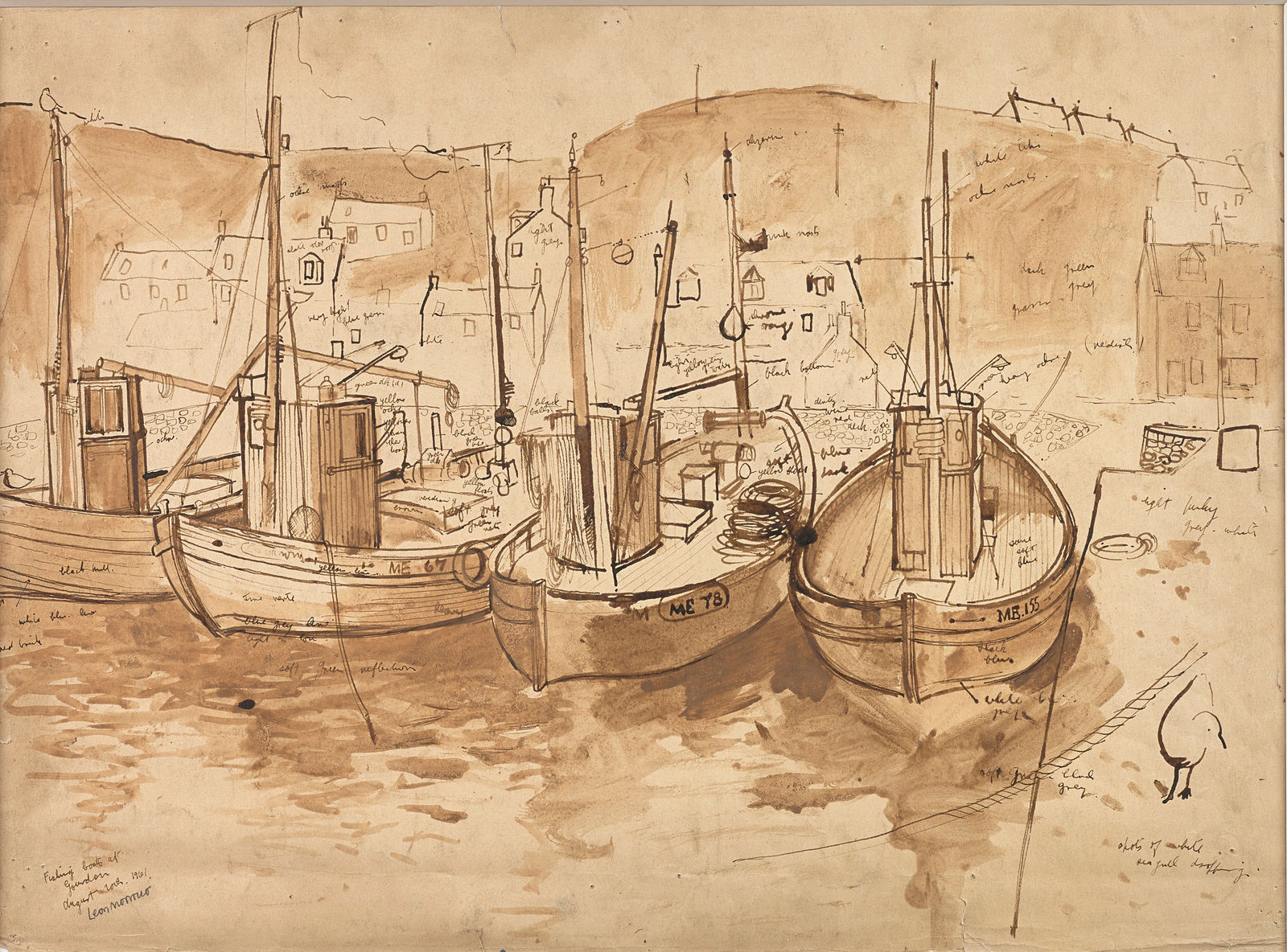 Leon Morrocco RSA, Fishing Boats, Gourdon, 1961