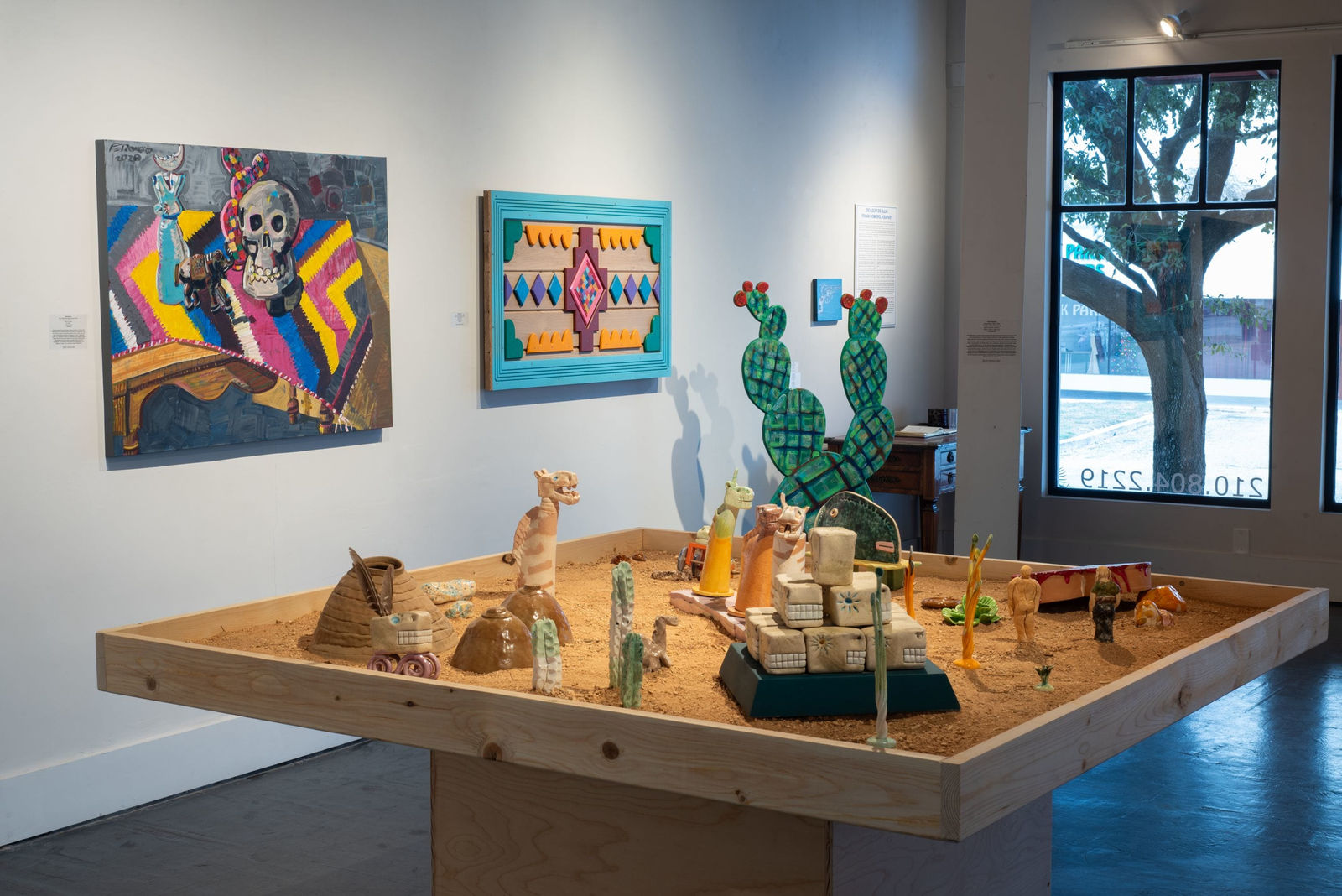 Frank Romero, Serape de Madera con Azul, 2024