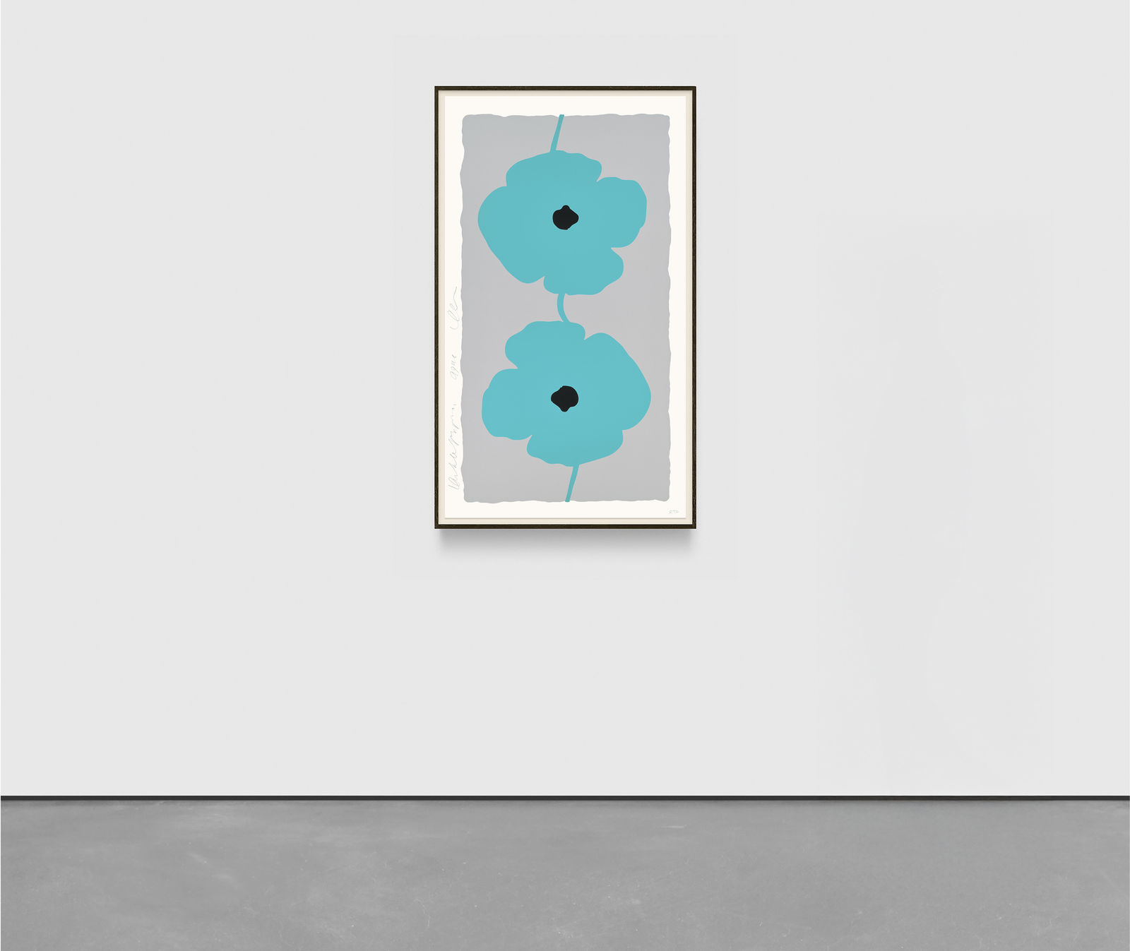 Donald Sultan, Aqua Double Poppies, 2025