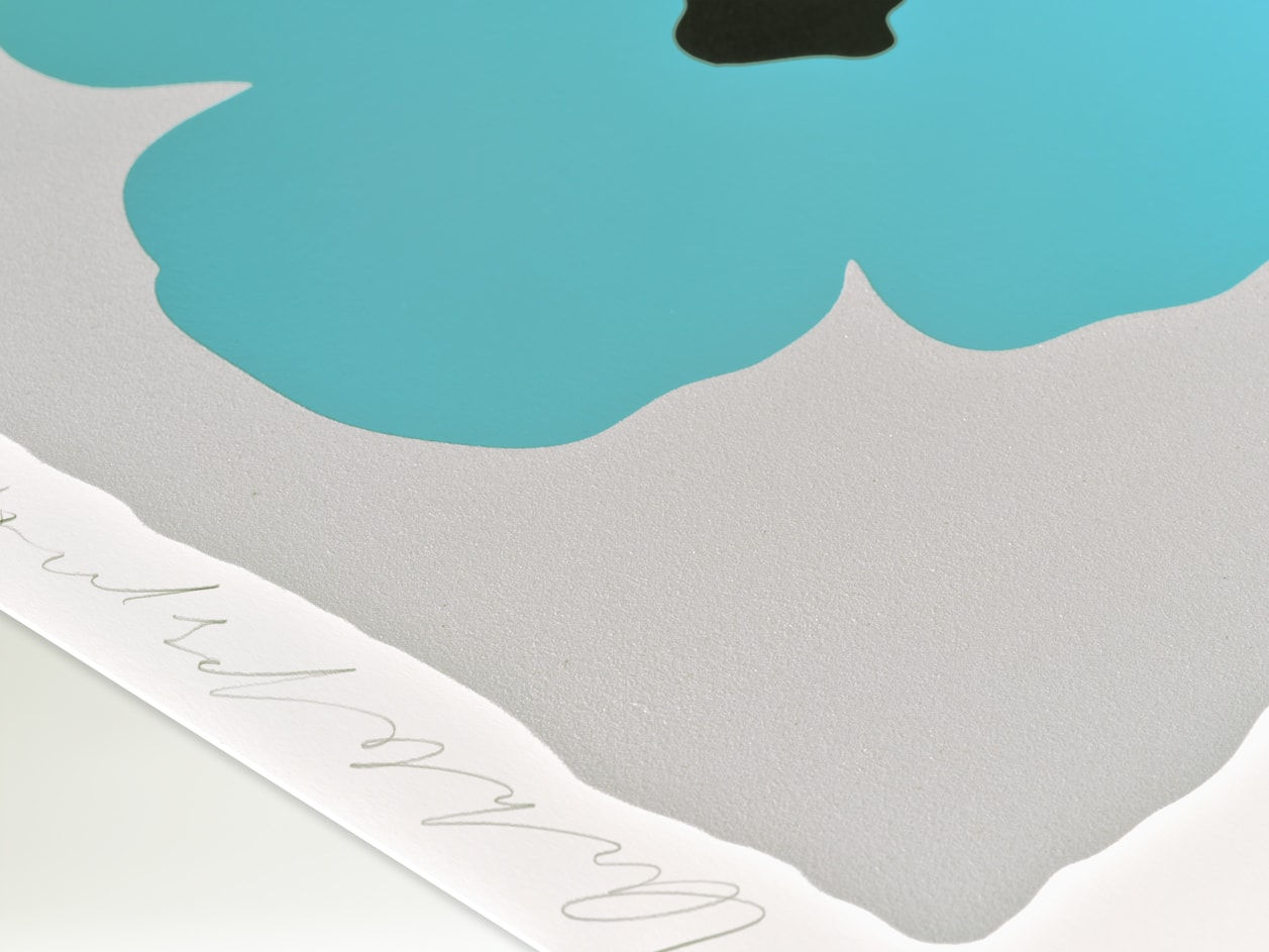 Donald Sultan, Aqua Double Poppies, 2025