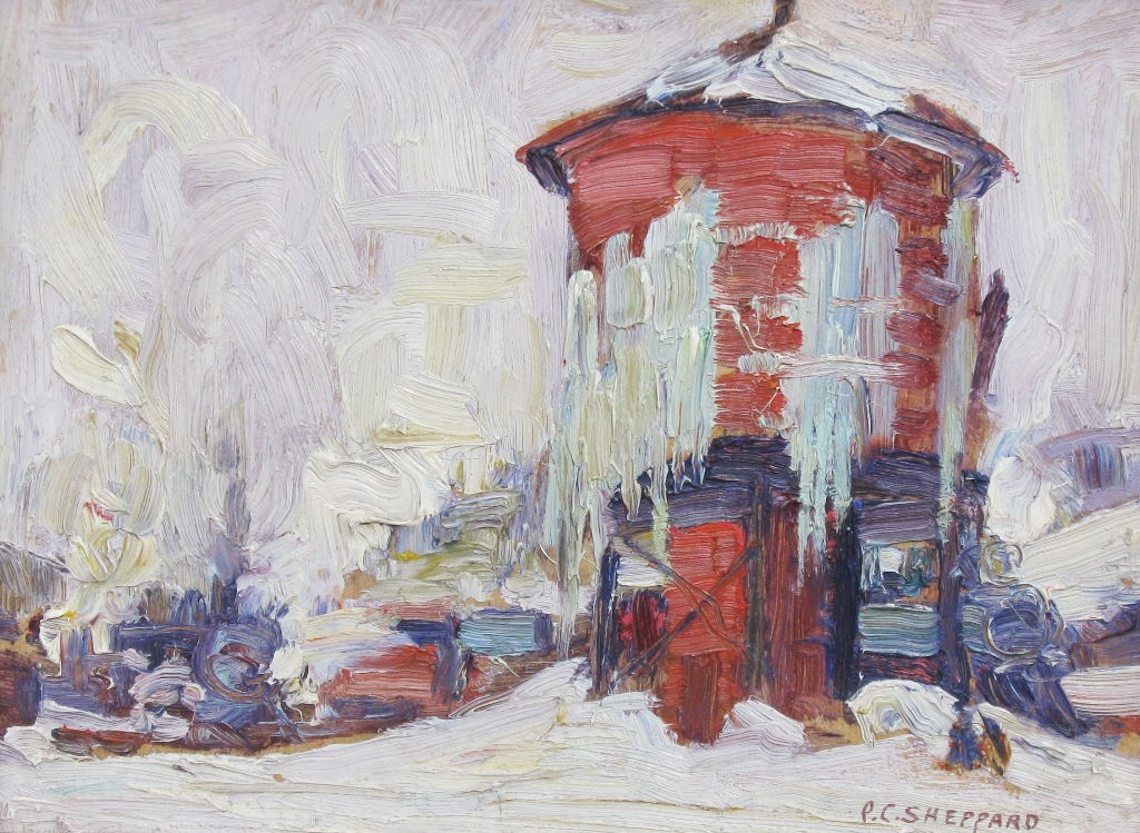 Peter Clapham Sheppard, Toronto Gas Works with Locomotives, 1912