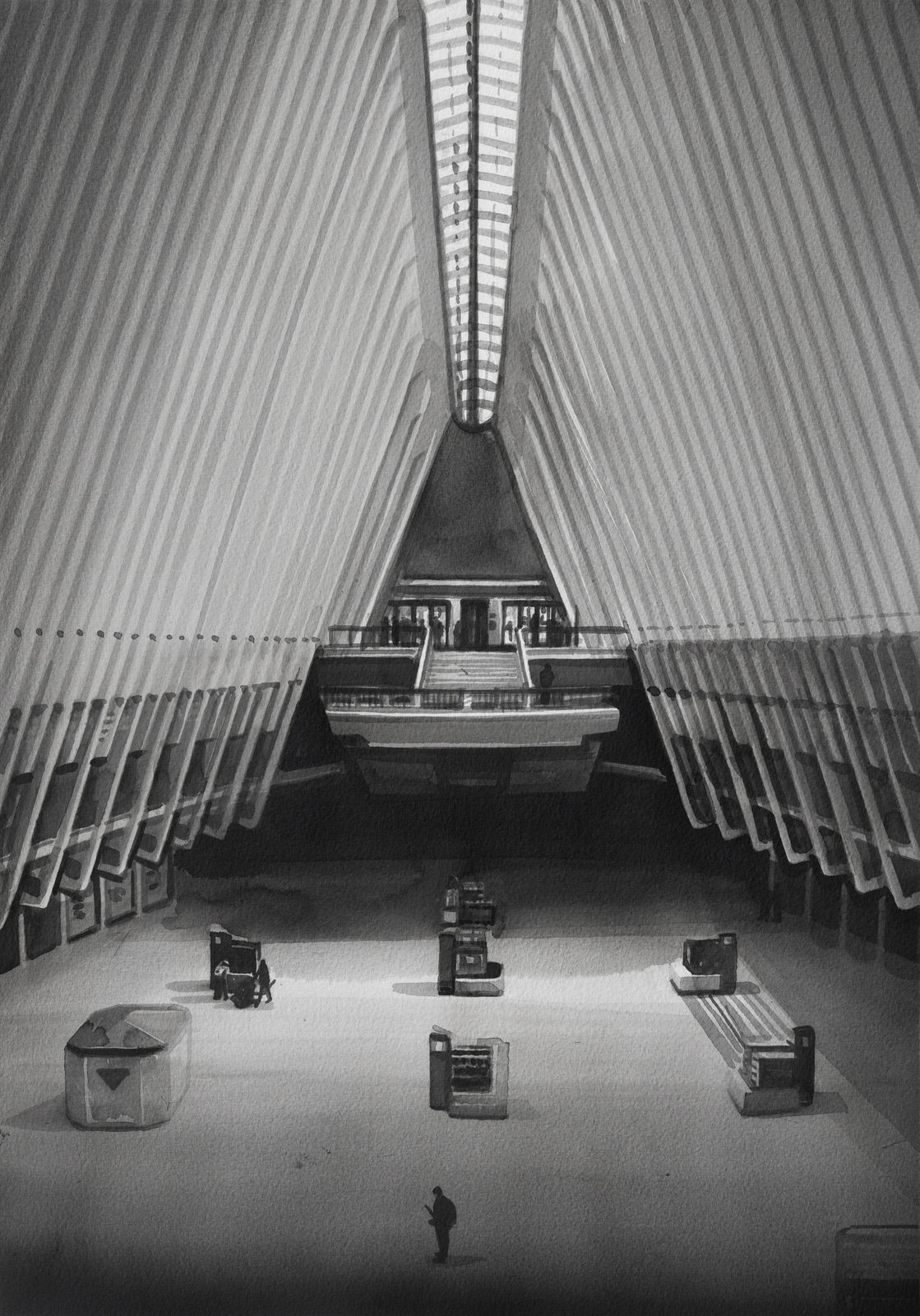 Radenko Milak, A person walks through the empty Oculus transit hub at One World Trade Center on March 22, 2020 in New York City, 2021