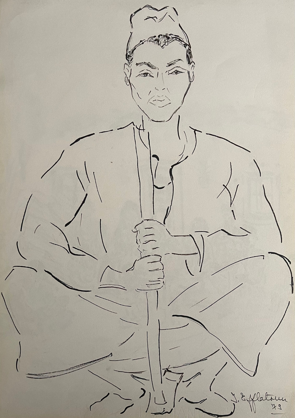Inji Efflatoun, Villager with Cane, 1979