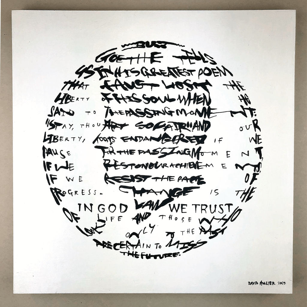 David Hollier, Half Dollar (text quote from JFK), 2019