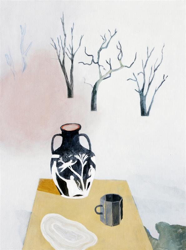 Alan Ibell, Still Life with Three Trees, Two Vessels and One Hundred mls of Spilt Milk, 2014