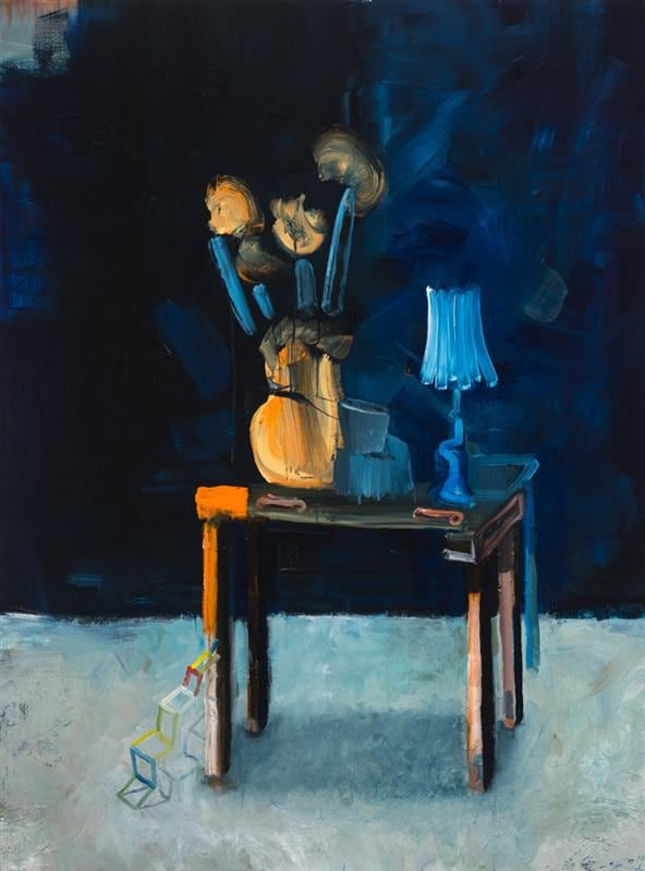 John Oxborough, Blue Lamp with Flowers, 2012
