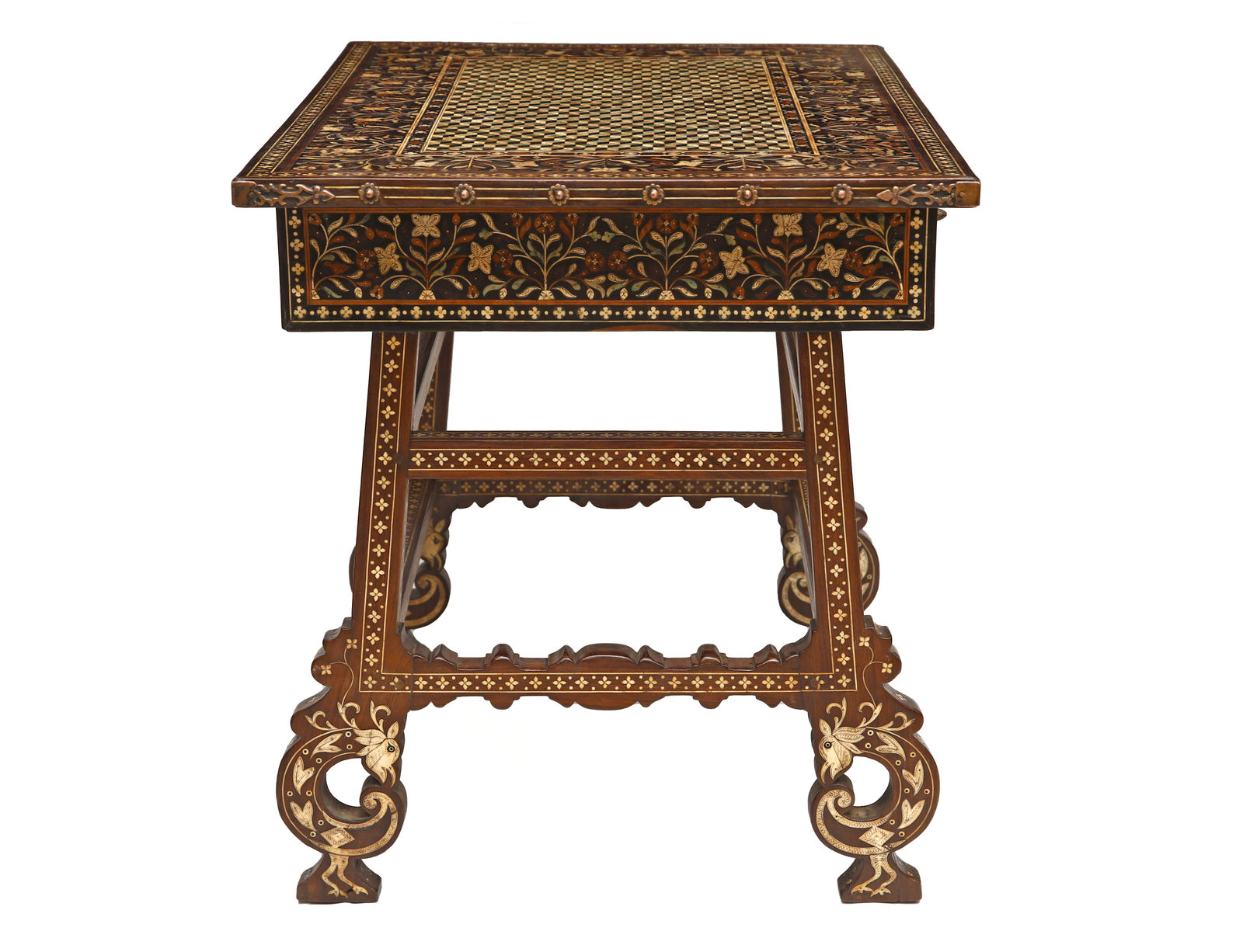 Teak, ebony, East Indian rosewood, ivory and dyed bone; gilt copper elements, Portuguese State of India, Northern Province, probably Thane, Bombay (Mumbai), late 16th century