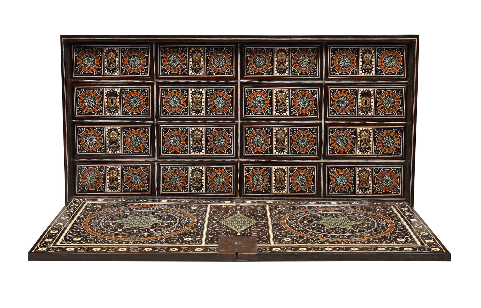 An Indo-Portuguese fall-front Sindh cabinet, Probably Sindh (present-day Pakistan); ca. 1580–1630