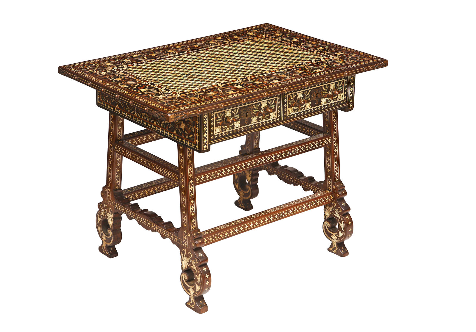 Teak, ebony, East Indian rosewood, ivory and dyed bone; gilt copper elements, Portuguese State of India, Northern Province, probably Thane, Bombay (Mumbai), late 16th century