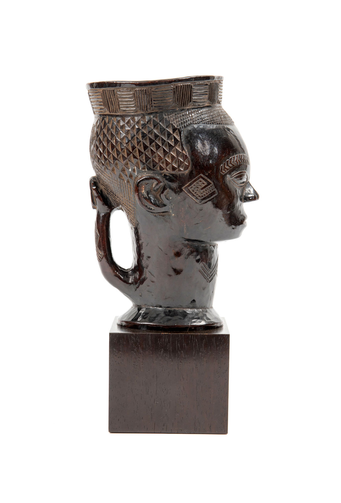 A high dignitary Kuba palm wine container, Kuba, Democratic Republic of the Congo; 19th–20th century