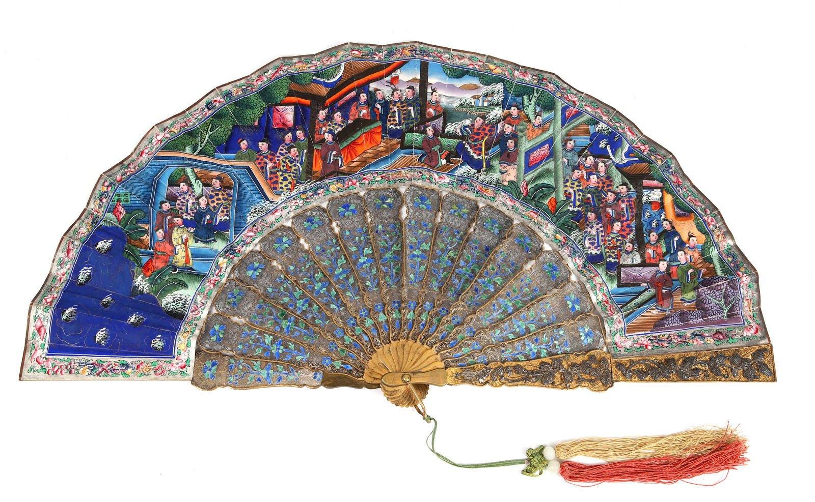 A ‘Mandarin’ folding fan with a view of the Pearl River Delta, China (Macao?, Henan?); 1842–47