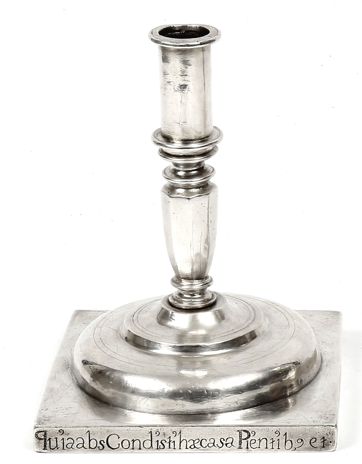 A pair of 17th century Portuguese silver candlesticks, Portugal; 17th century, later 1713 inscription
