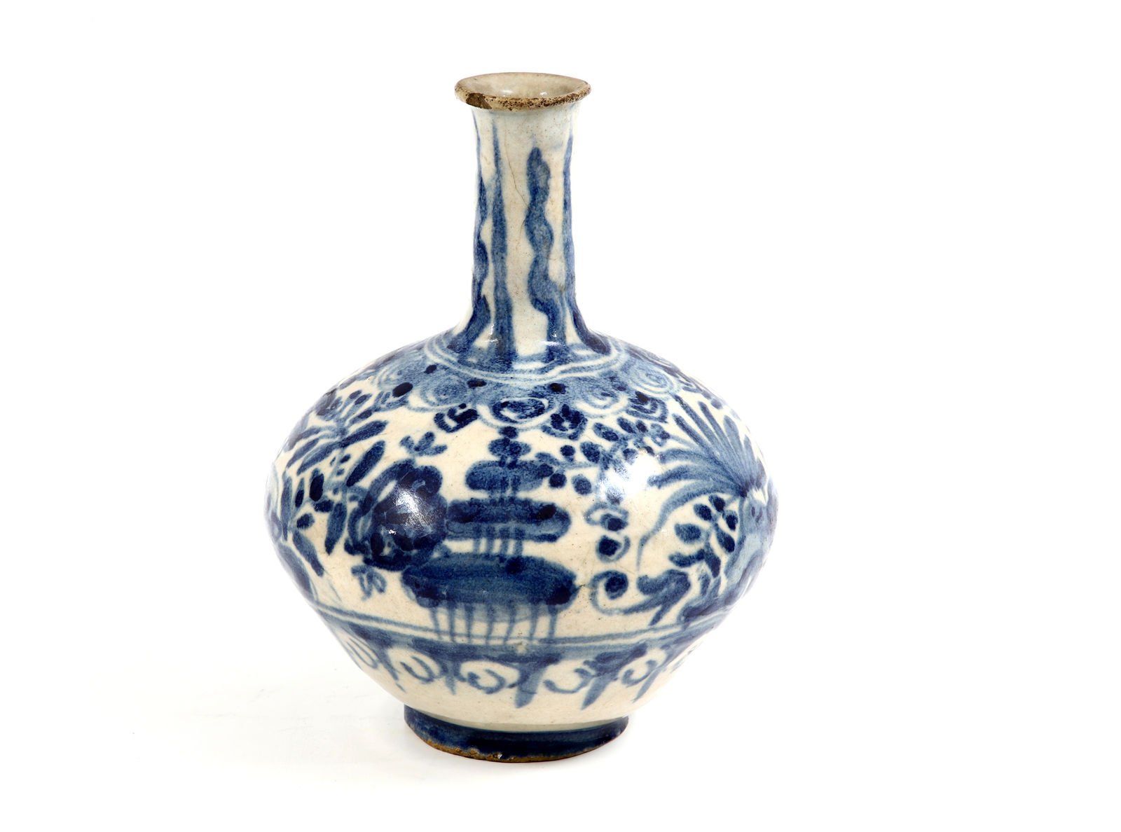 A Persian Palmette bottle, Lisbon, 1625–1650
