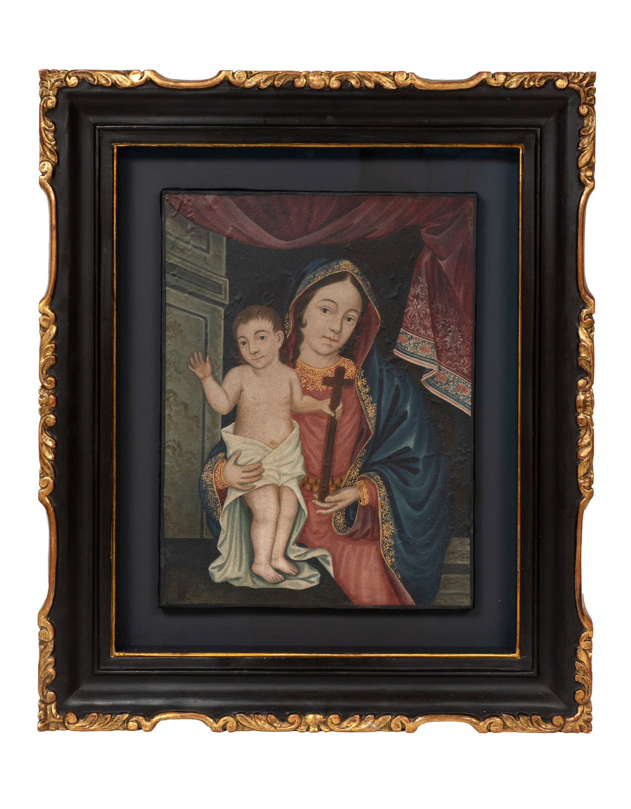 A Sino-Portuguese Virgin and Child with the Crucification Cross painting, South China, 1770–1800
