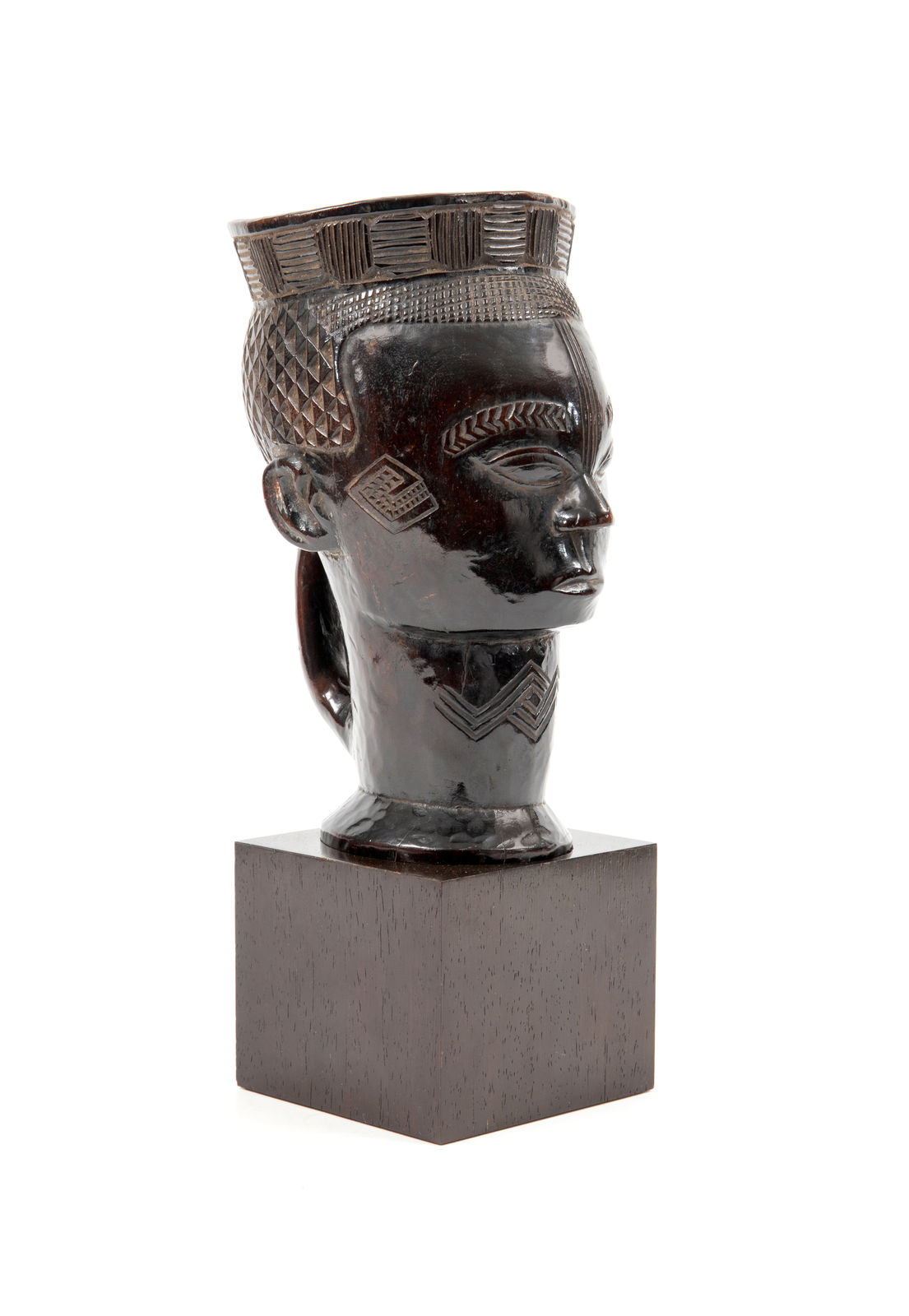 A high dignitary Kuba palm wine container, Kuba, Democratic Republic of the Congo; 19th–20th century