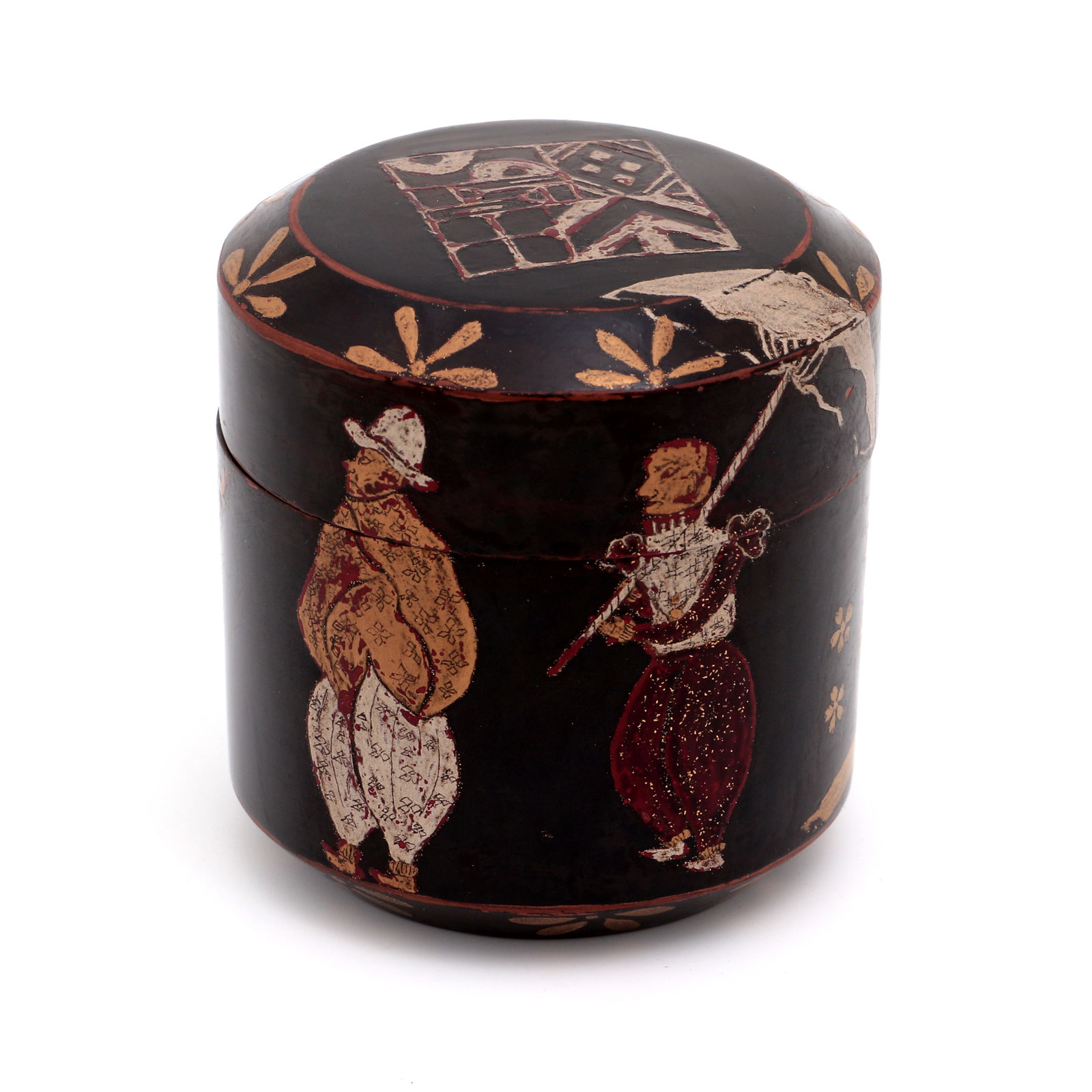A Namban box with three Portuguese figures, Japan, Edo period; ca. 1860 (?)