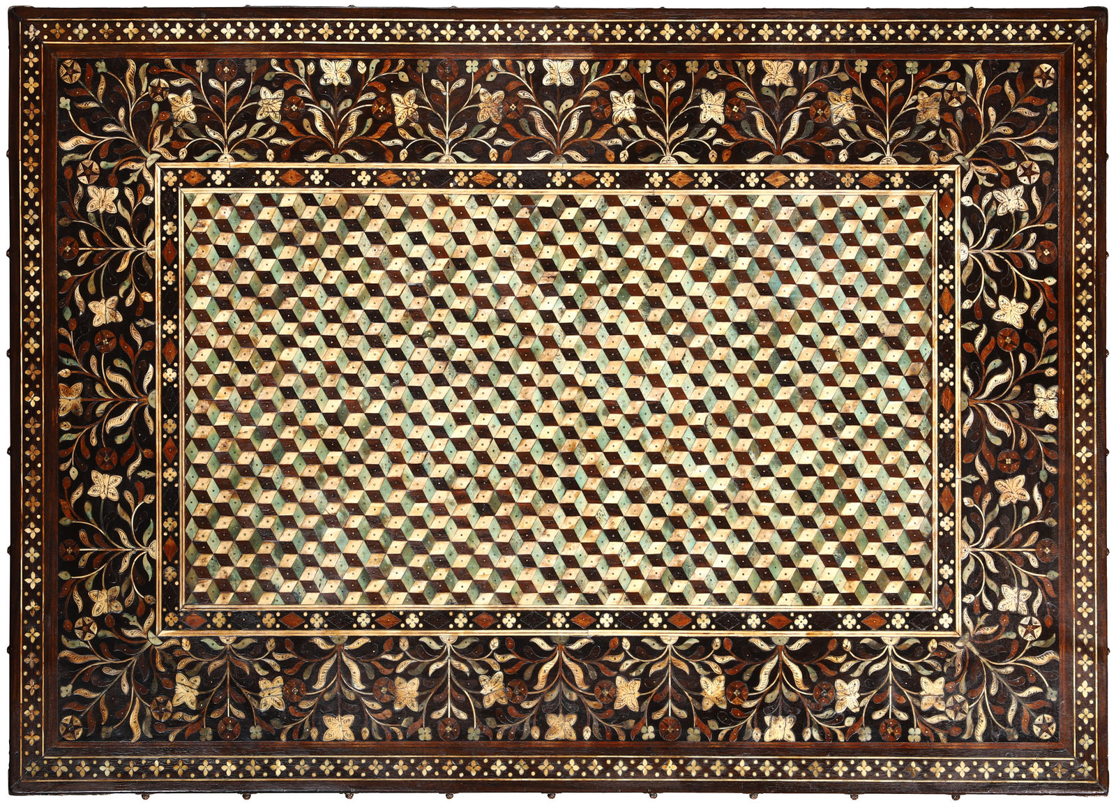 Teak, ebony, East Indian rosewood, ivory and dyed bone; gilt copper elements, Portuguese State of India, Northern Province, probably Thane, Bombay (Mumbai), late 16th century