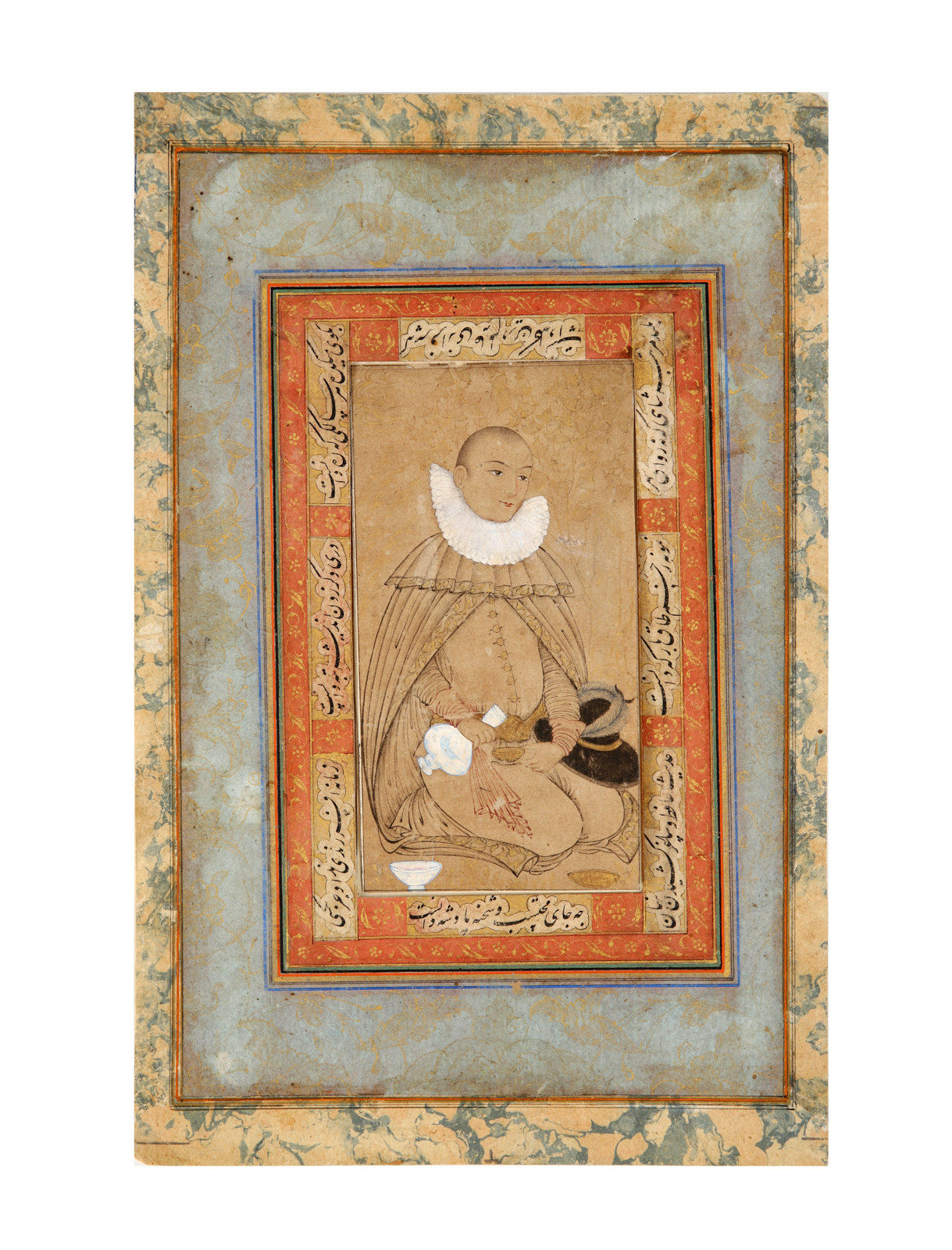 "Jovem Português derramando vinho" , Índia mogol, c. 1590-1610