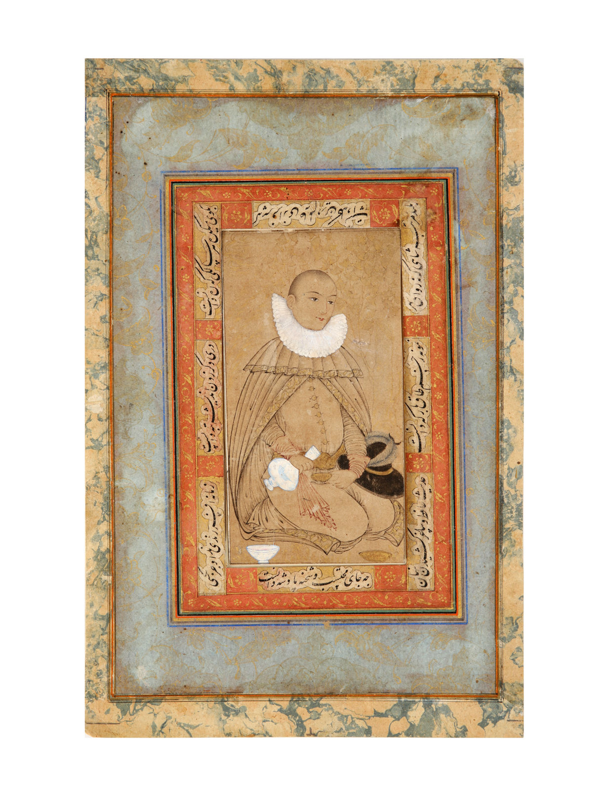 "Jovem Português derramando vinho" , Índia mogol, c. 1590-1610