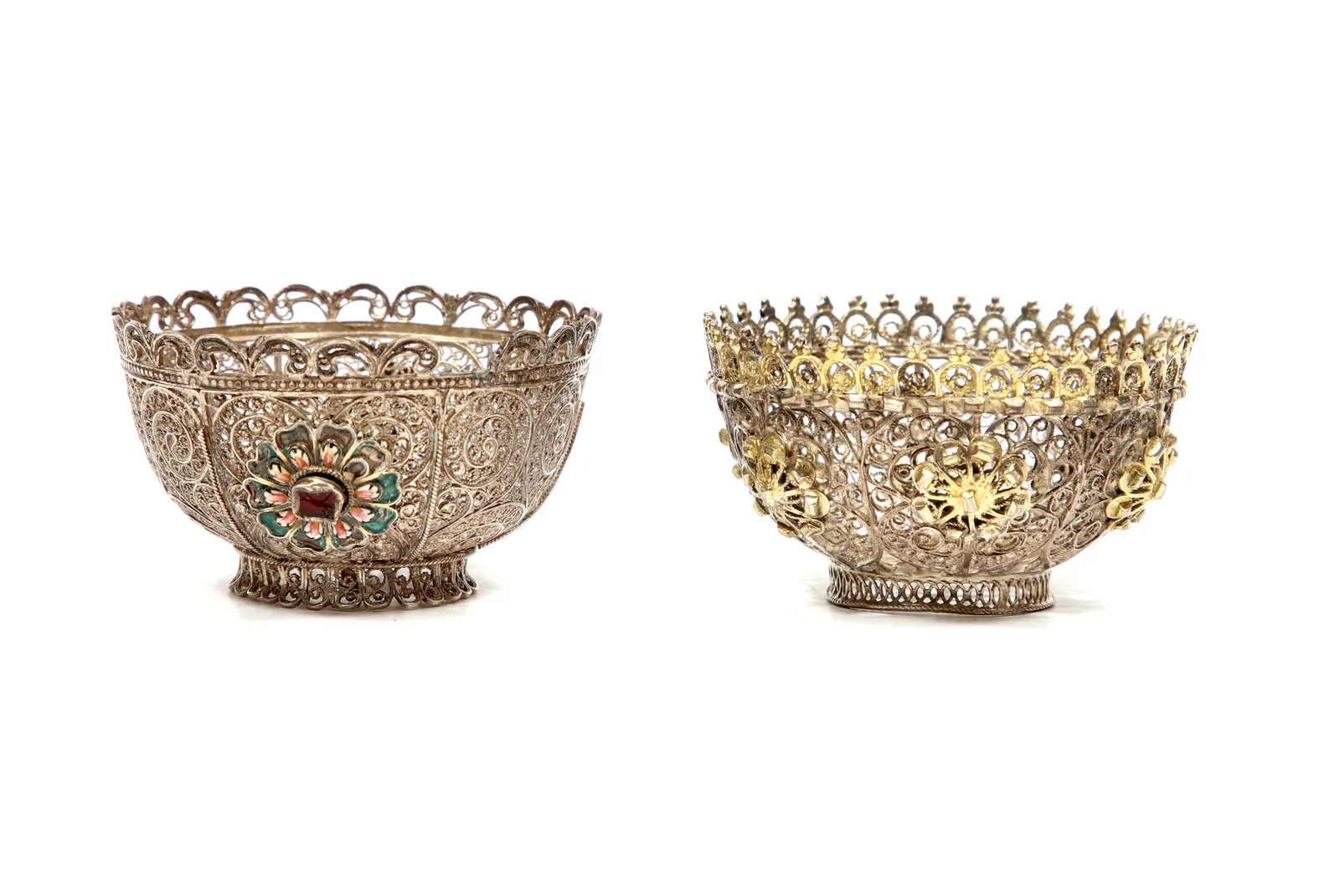 Par de taças de filigrana, séc. XVIII