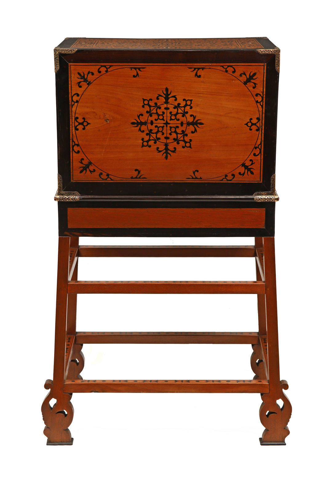 An Indo Portuguese Cabinet on Stand with the Jesuits Insignia , Goa, 17th century