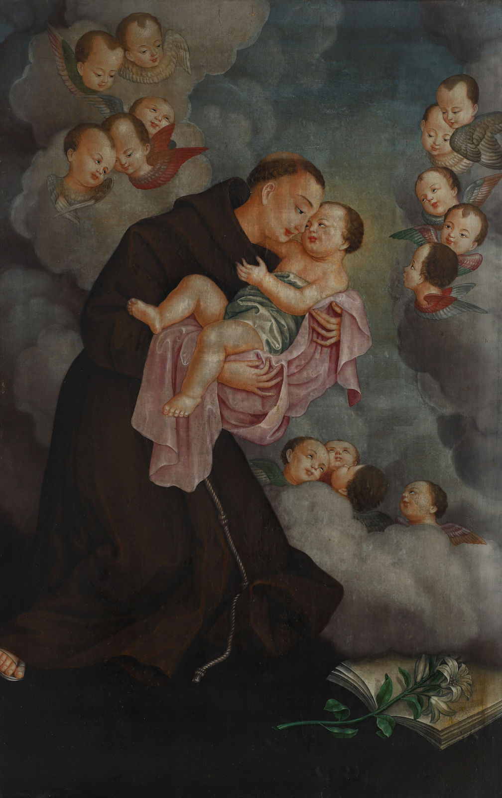 Chinese School, A Chinese Saint Anthony of Lisbon or Padua silk painting, China; 1770–1780