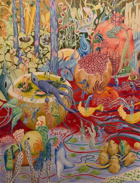 Shima Faridani, Condemnation of a beautiful reptilian by pollinators, ca. 2021