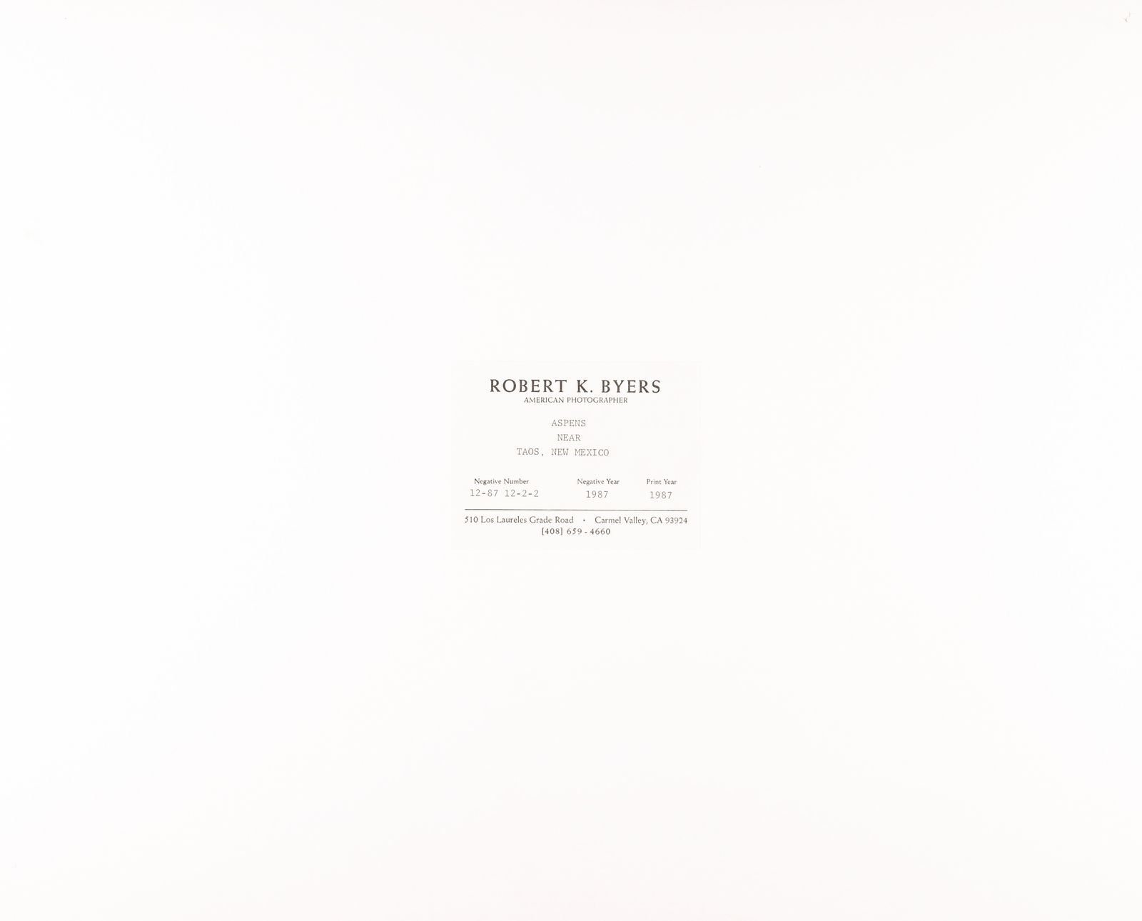 Robert K. Byers, Aspens Near Taos, New Mexico, 1987