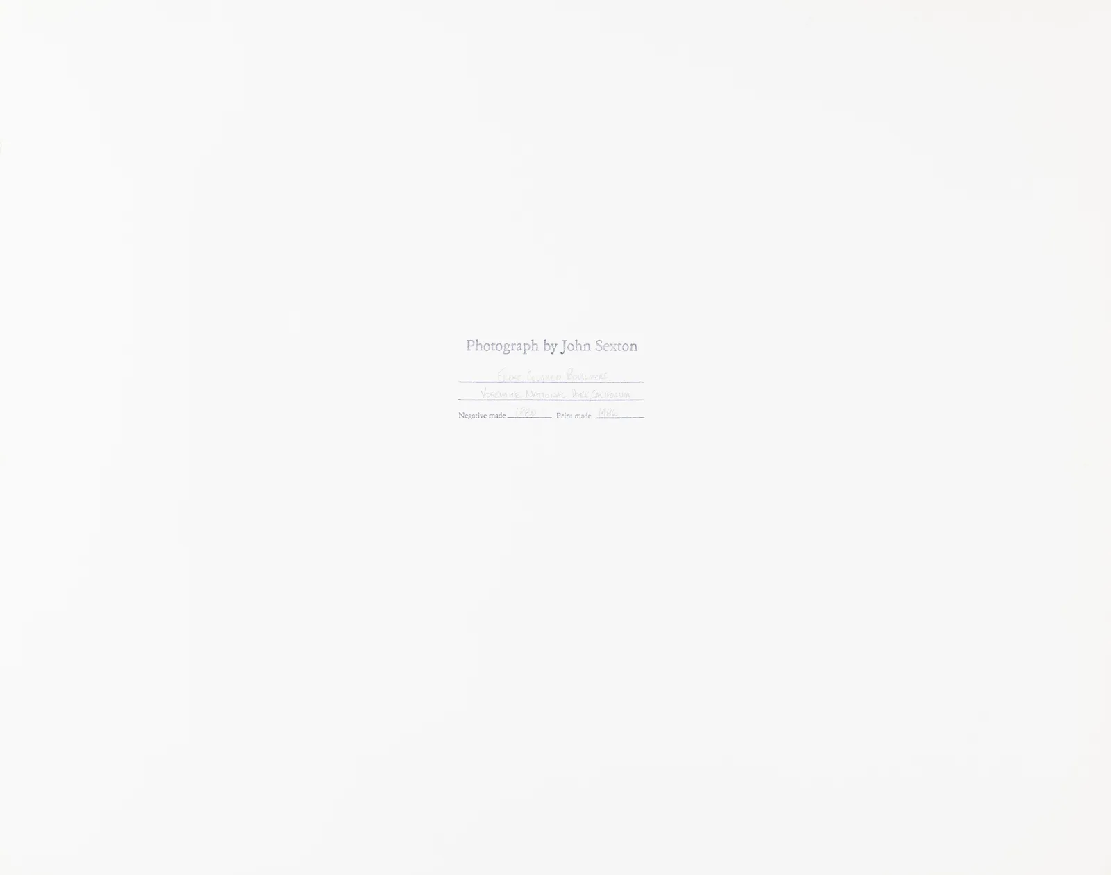 John Sexton, Frost Covered Boulders, Yosemite, 1980