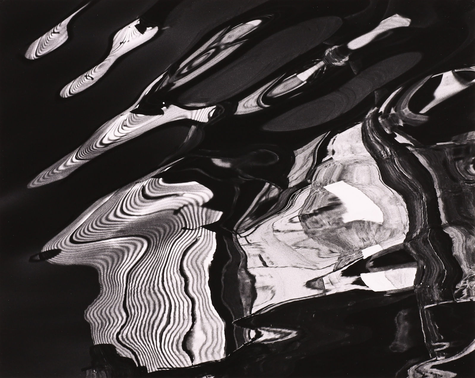 Brett Weston, Reflections in Water, Wharf, Monterey, 1973