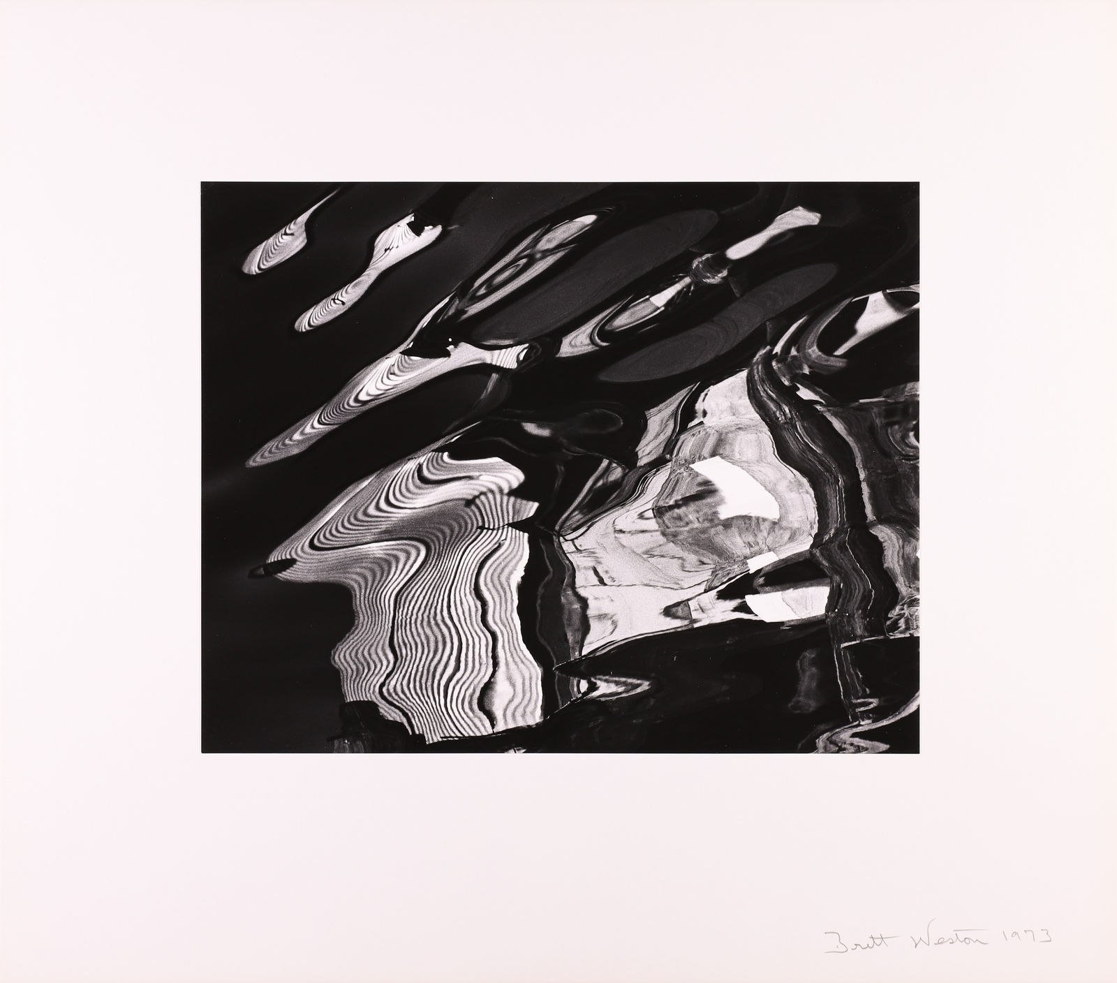 Brett Weston, Reflections in Water, Wharf, Monterey, 1973