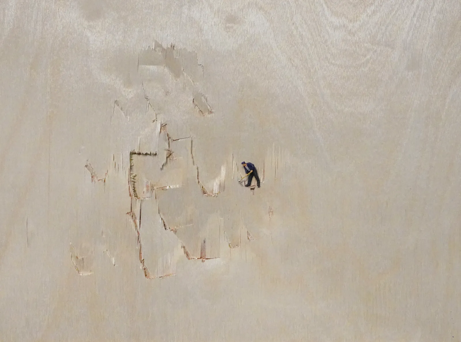 Liliana Porter, Man with Pickaxe Wooden Wall II, 2023