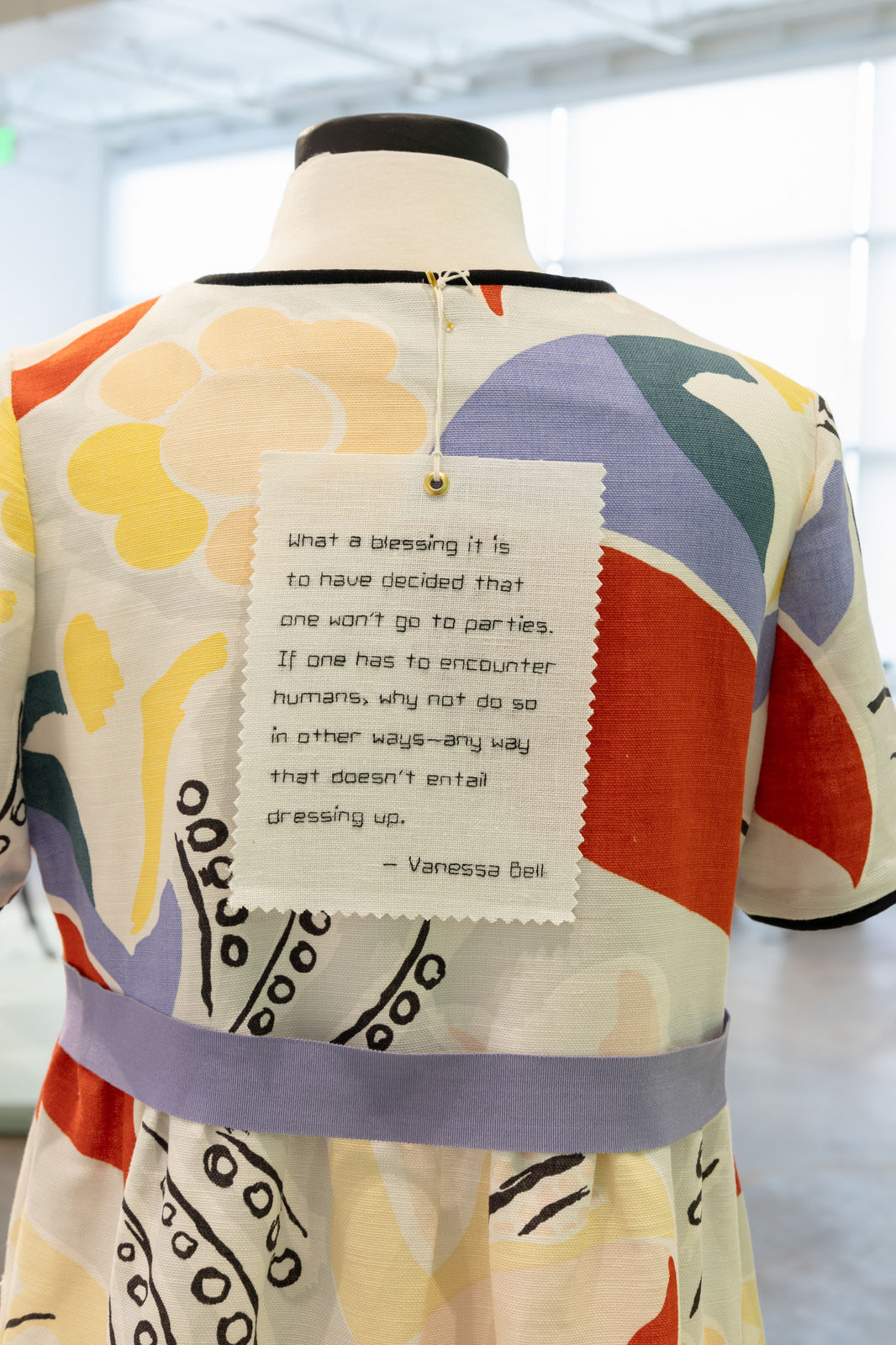 Elaine Reichek, Dress in Duncan Grant's "Queen Mary" Fabric, 2024